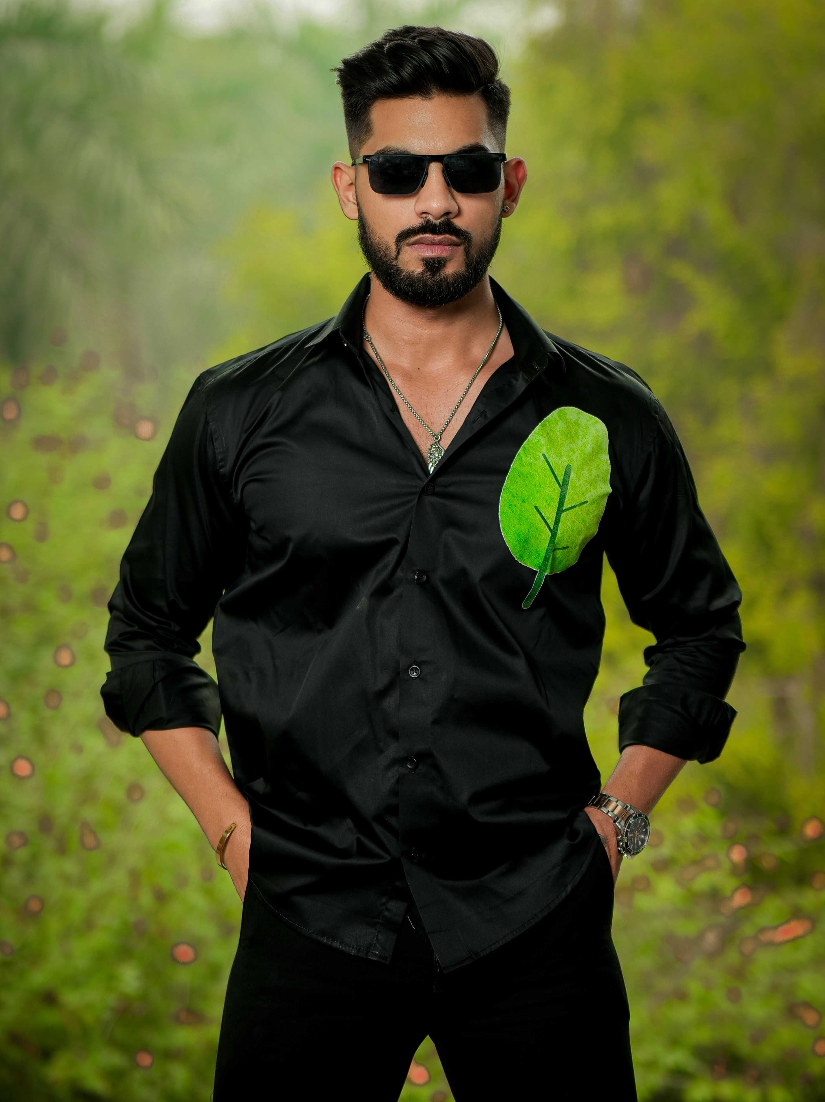 Black Club Wear Printed Satin Cotton Shirt - Image 6
