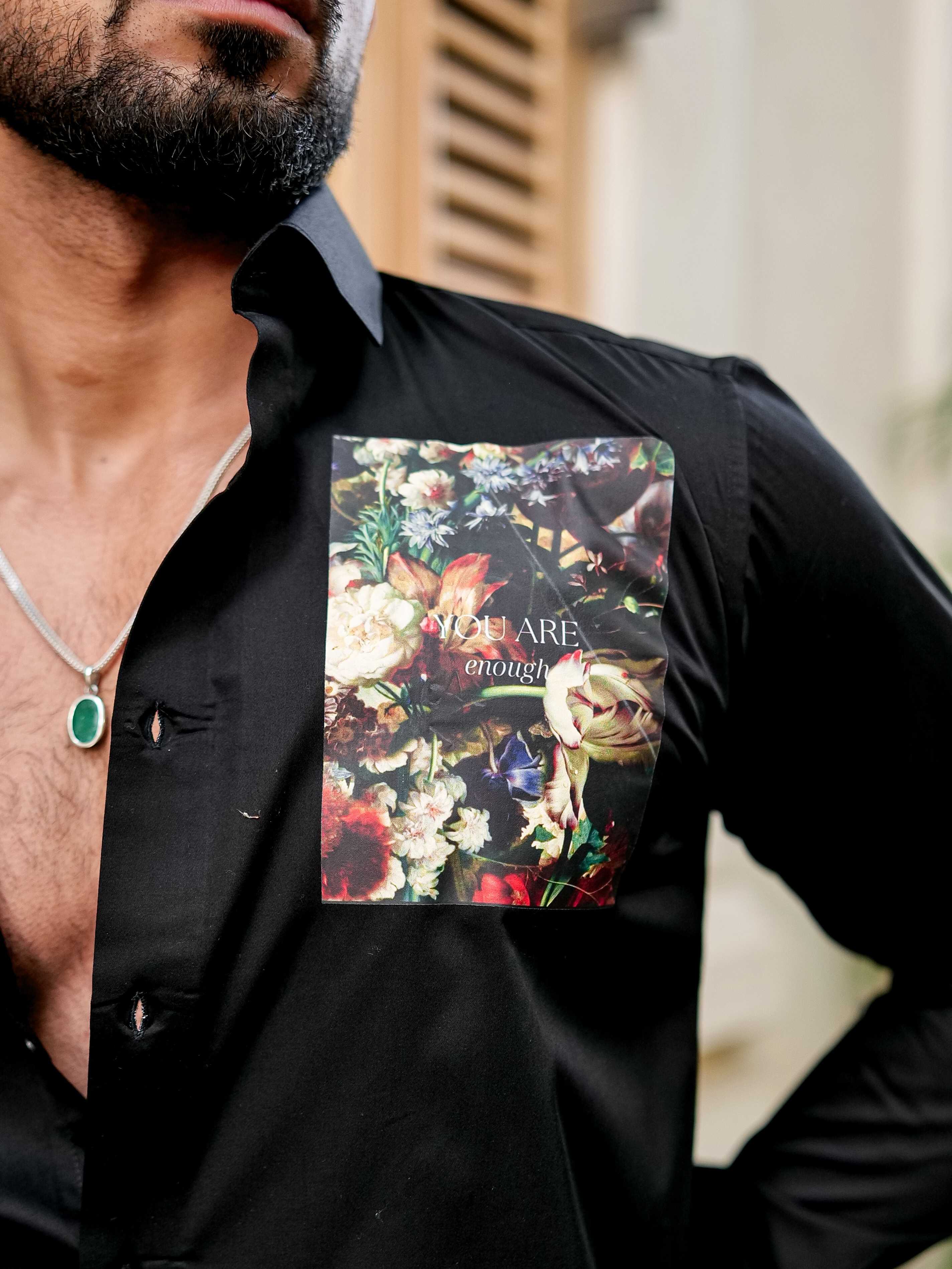 BLACK CLUB WEAR PRINTED SATIN COTTON SHIRT - Image 6