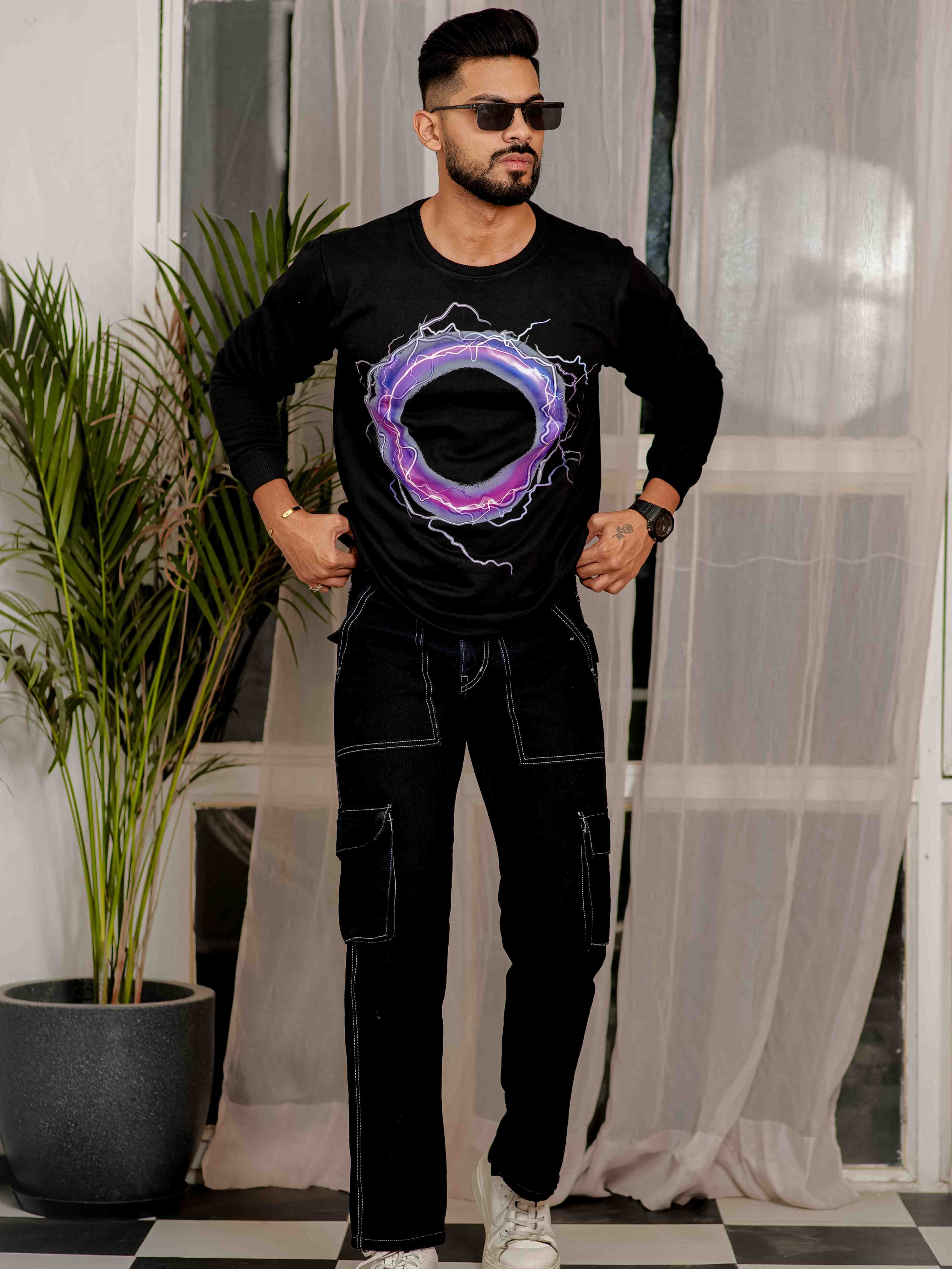 Black Cotton Full Sleeve T Shirt - Image 3