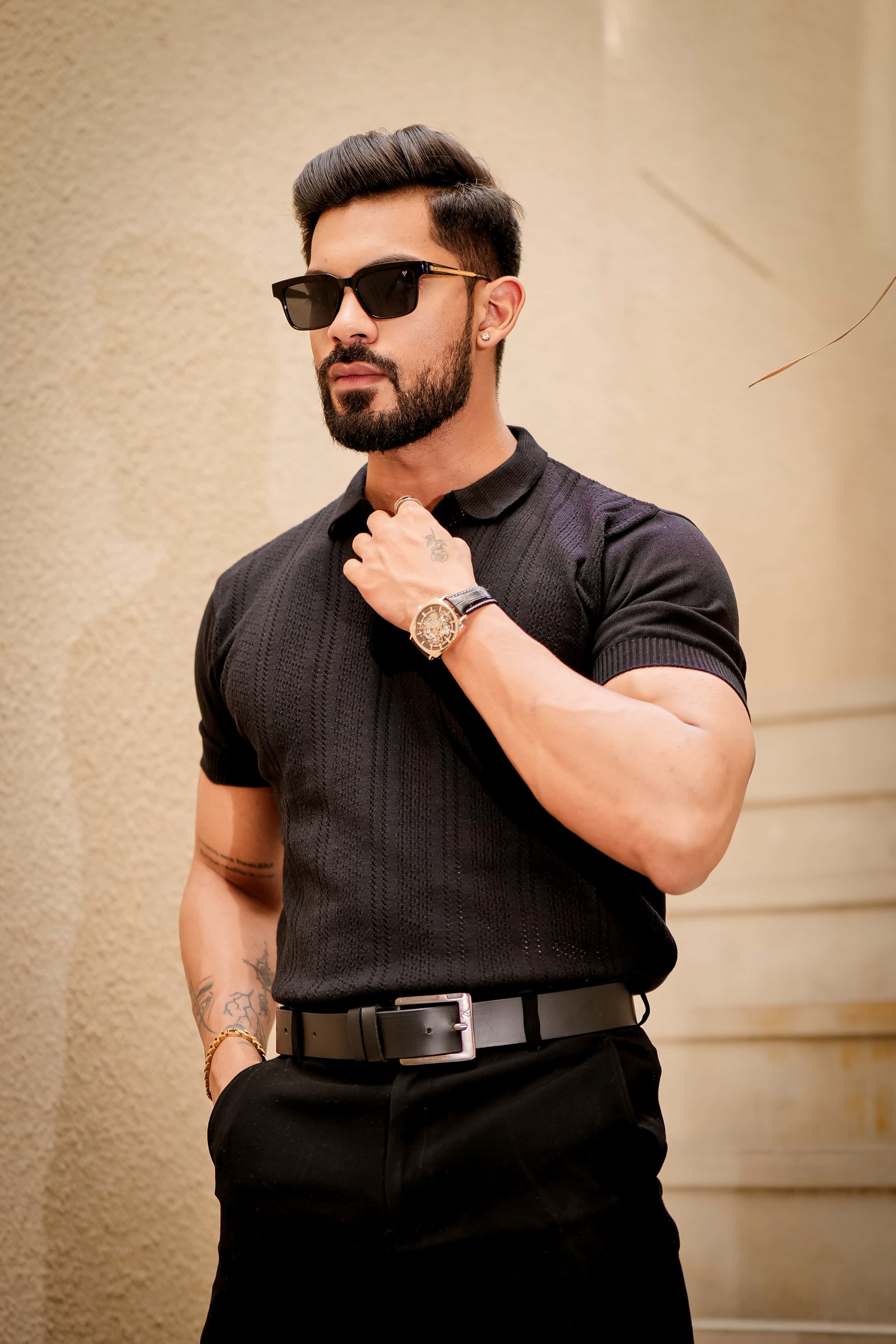 Black Designer Cotton Half Sleeve Premium T Shirt - Image 6