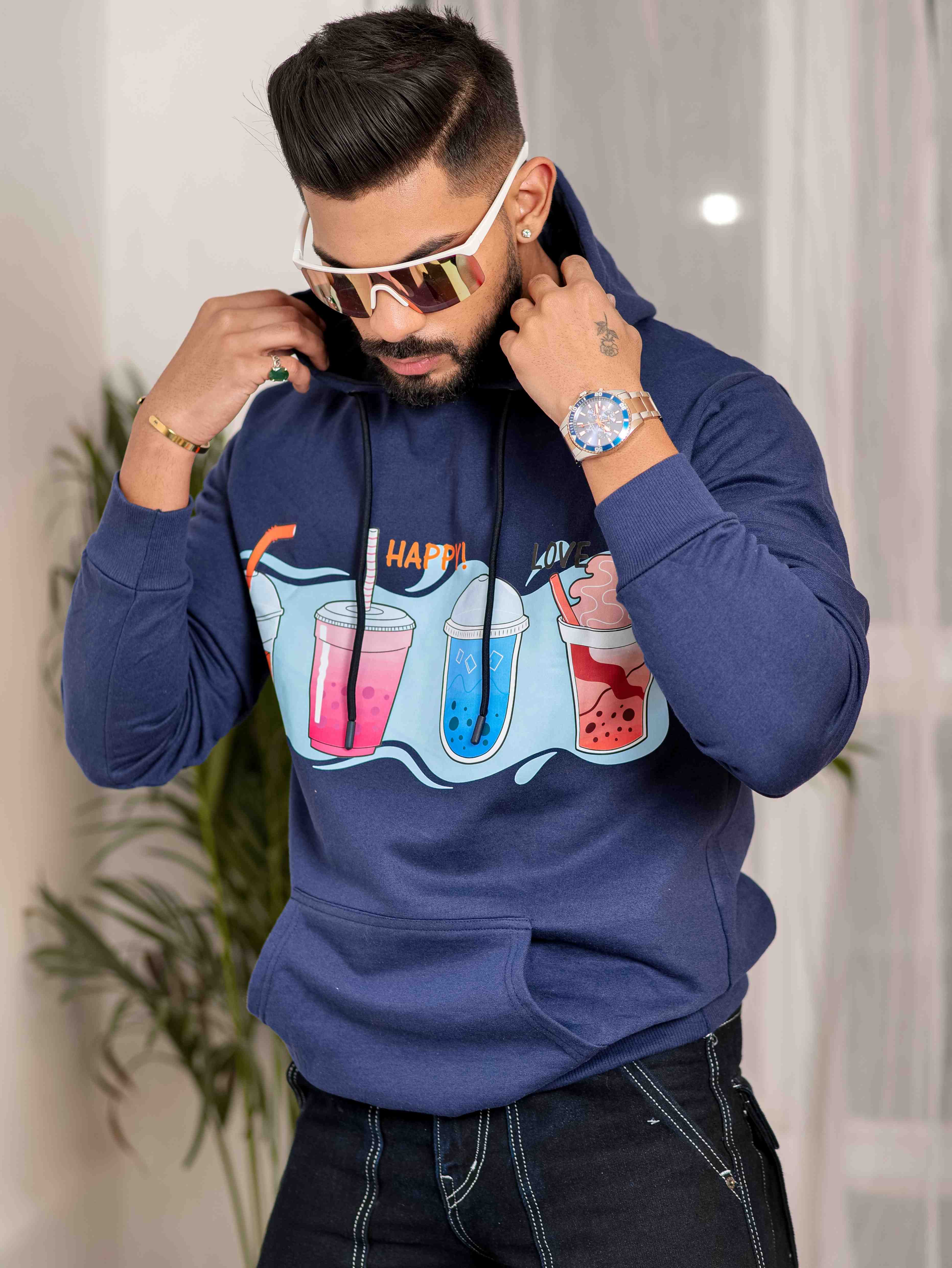 Blue Cotton Full Sleeve Hoodie - Image 4
