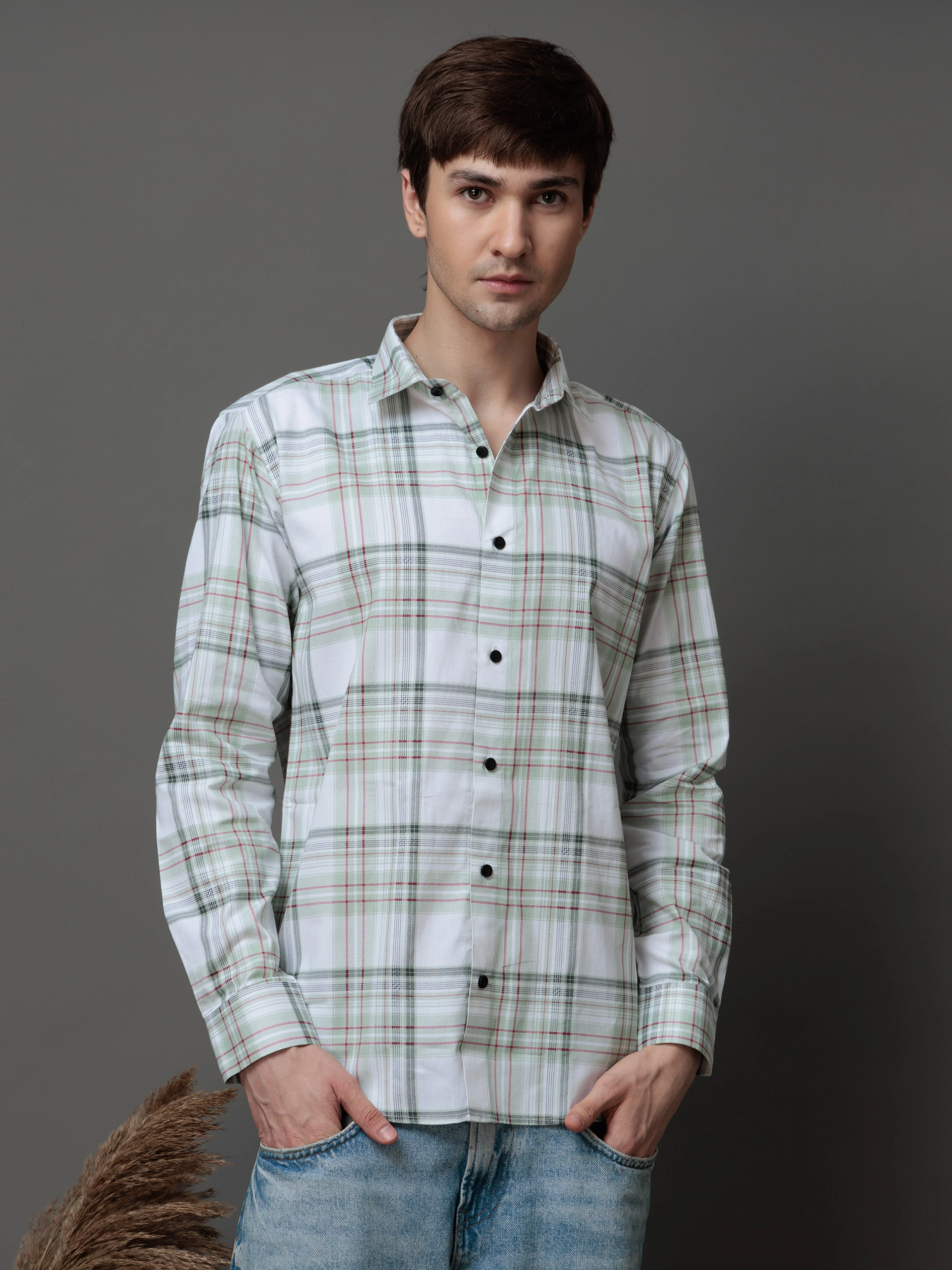 WHITE BOX PRINT SHIRTS FOR MENS - Image 5