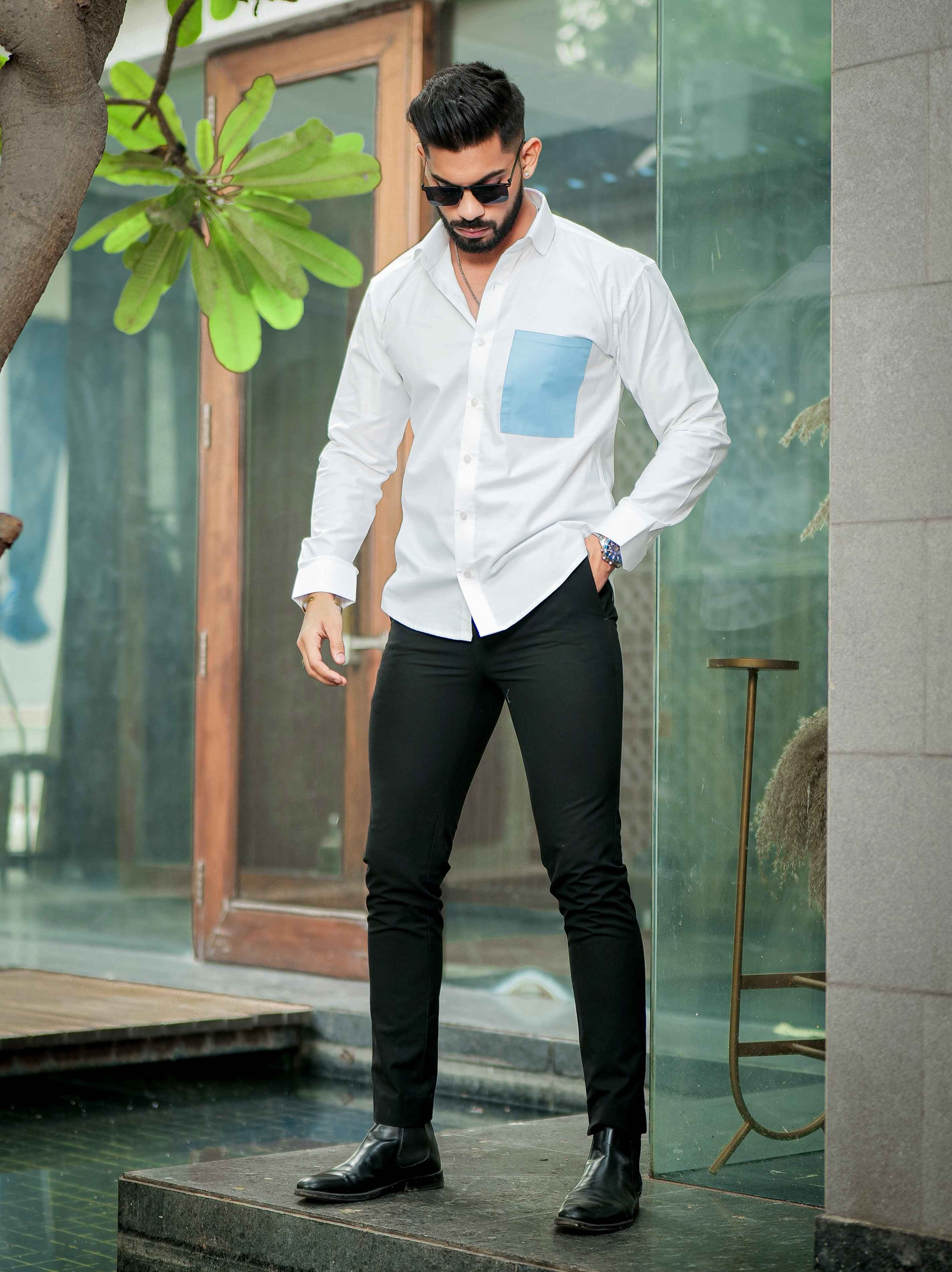 White Oxford Cotton Designer Shirt - Image 4