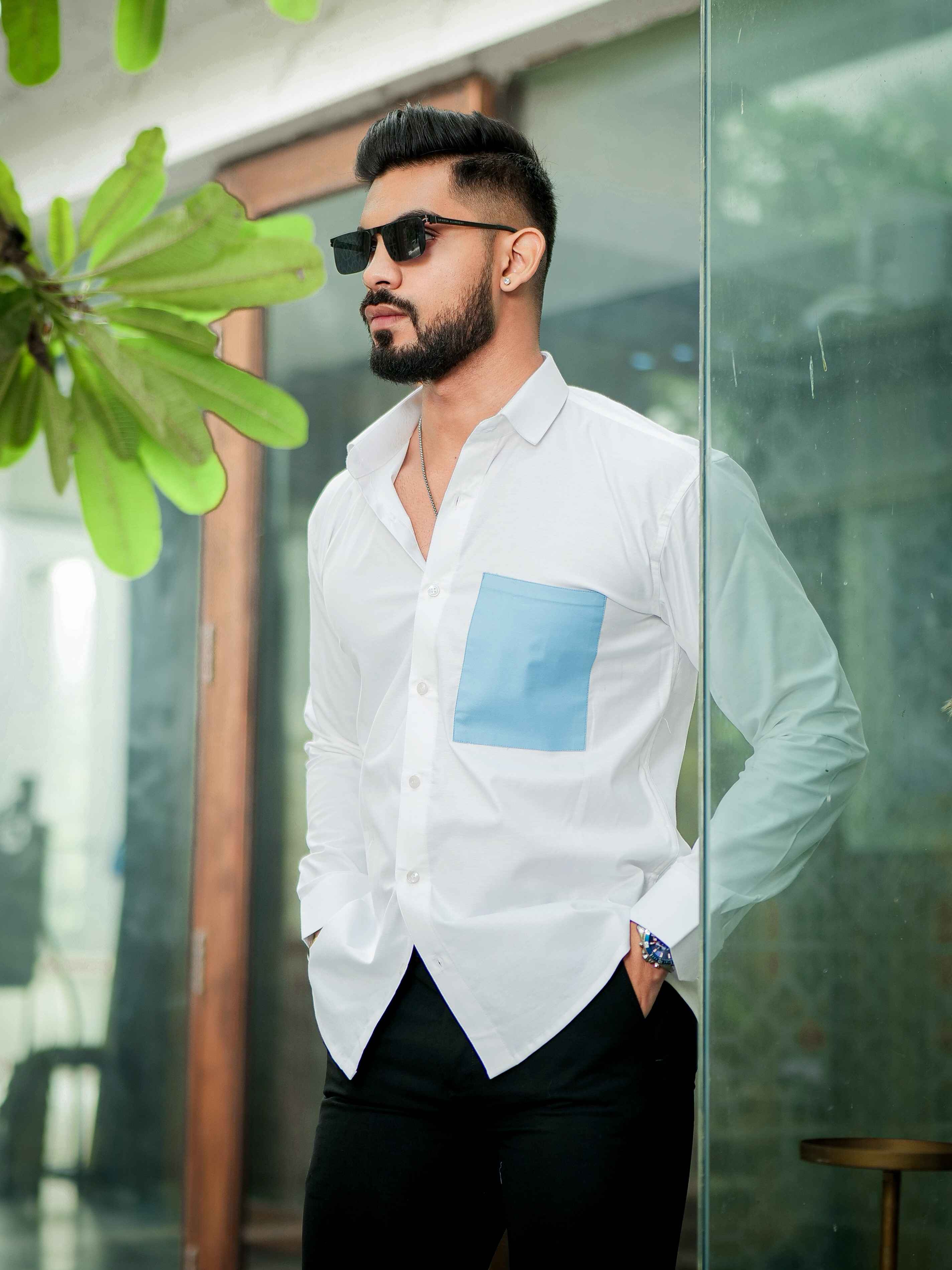 White Oxford Cotton Designer Shirt - Image 7