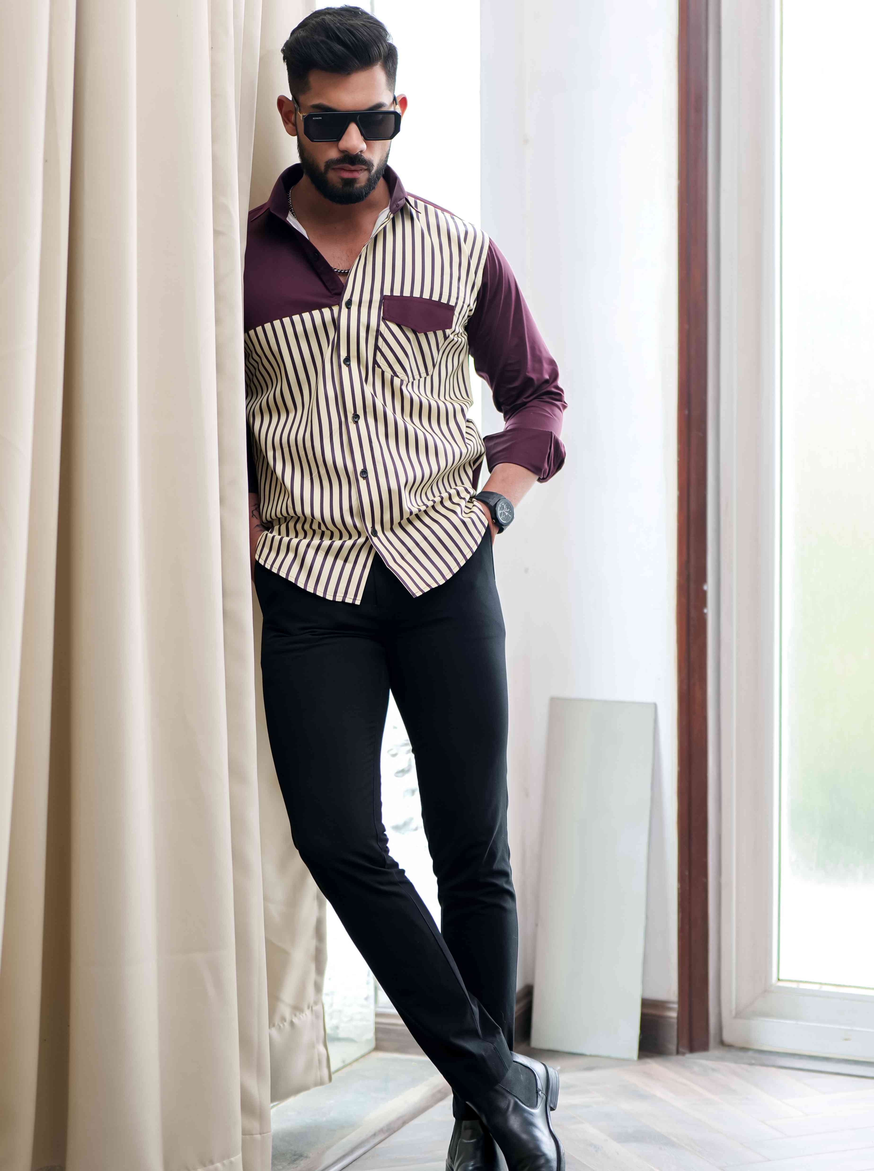 Cream Satin Cotton Cut N Sew Designer Shirt - Image 4