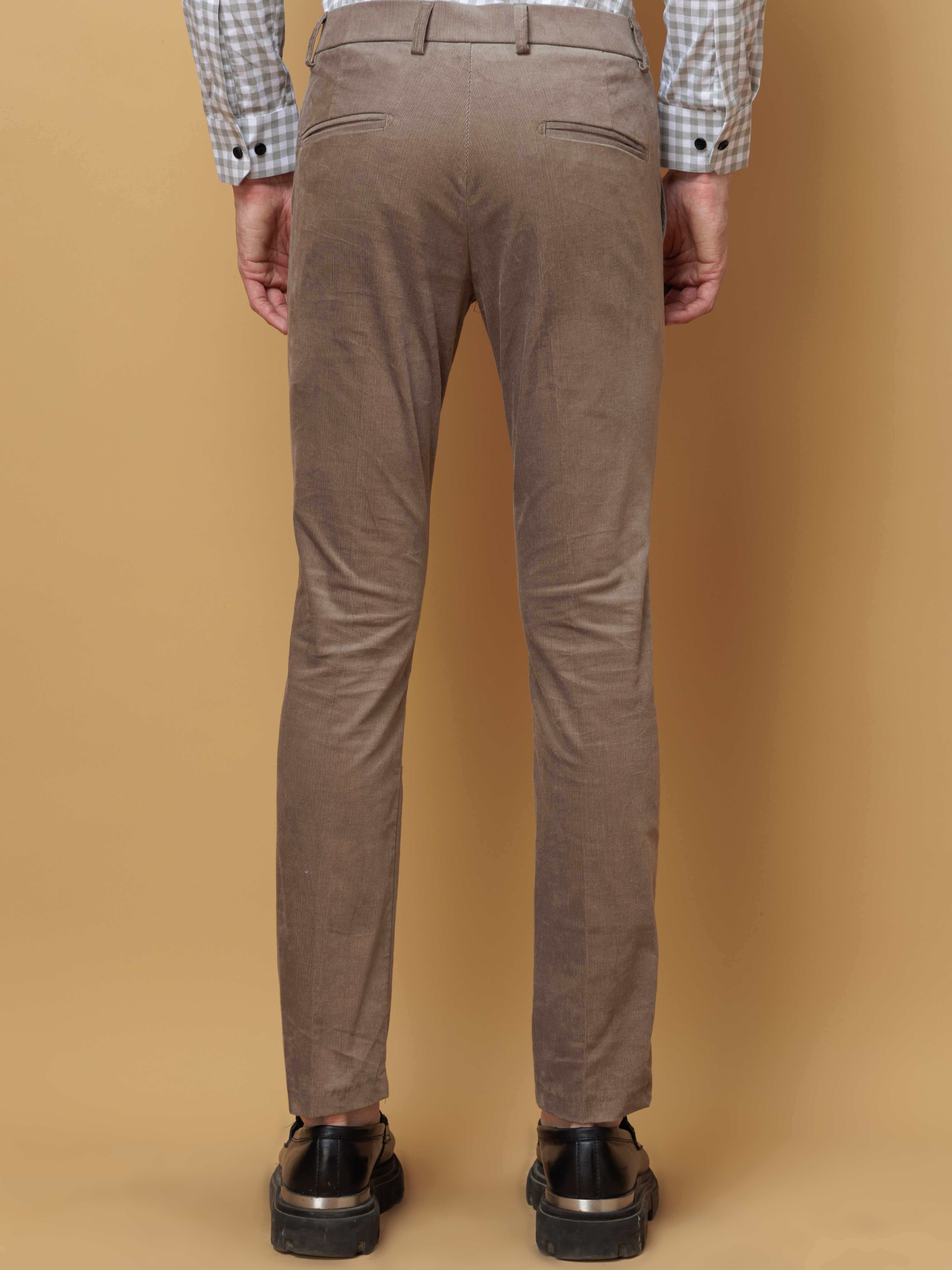 FOOMER BEIGE CORDUROY RELAXED FIT TROUSERS FOR MEN'S - Image 5