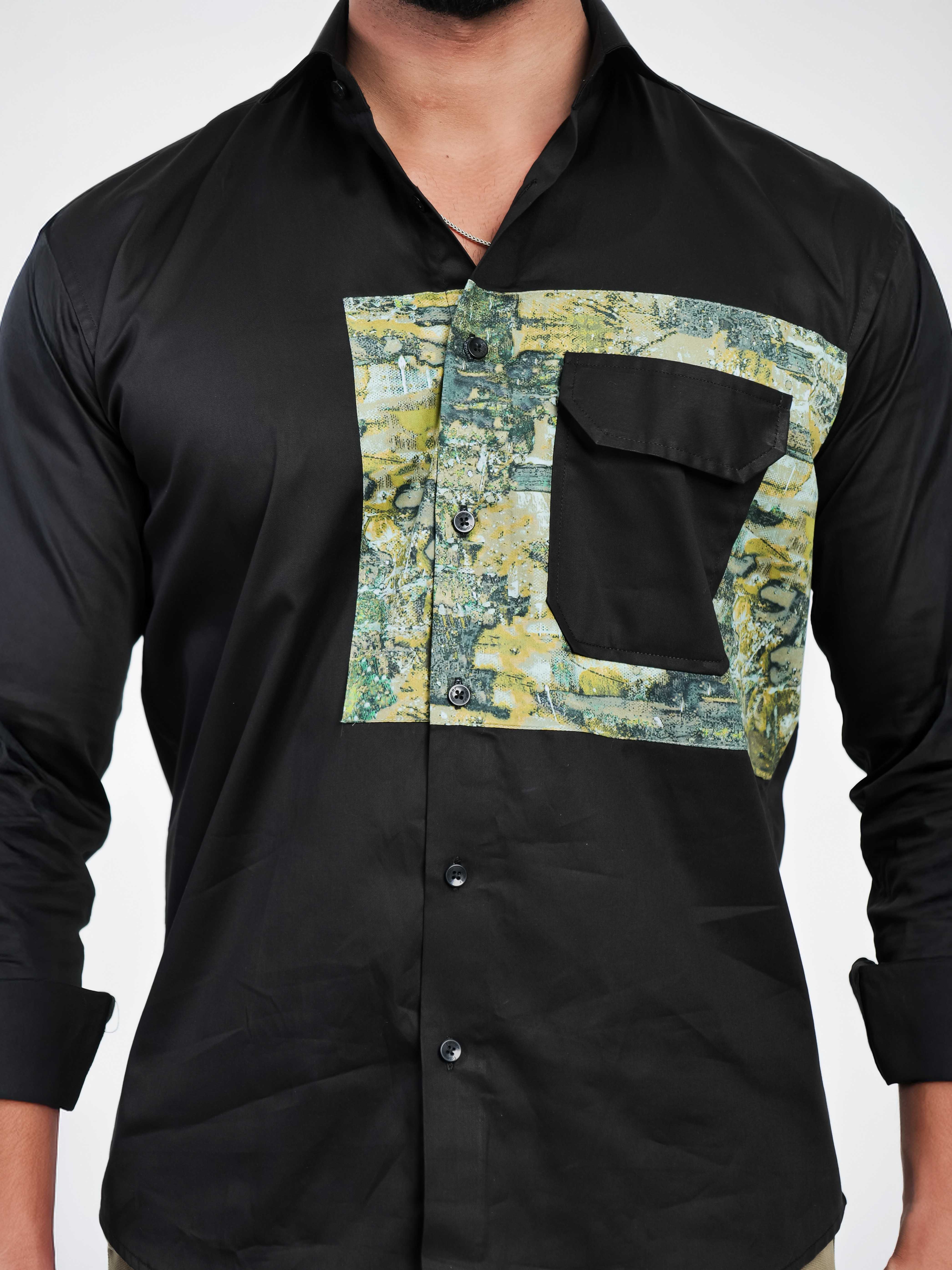 FOOMER BLACK CUT N SEW DESIGNER SHIRT FOR MEN'S - Image 2