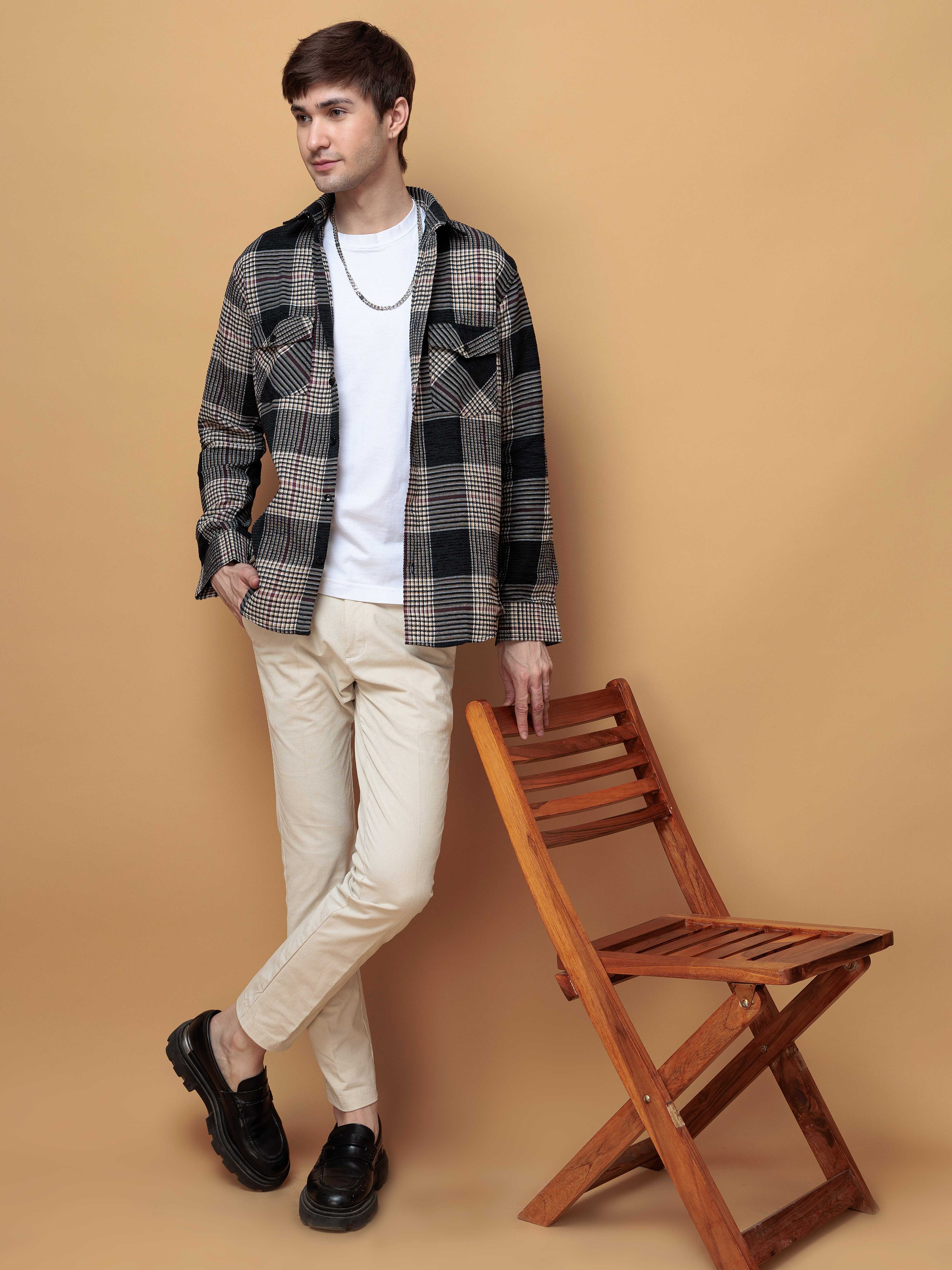 FOOMER BLACK GLEN CHECKED CASUAL SHIRT FOR MEN'S - Image 3