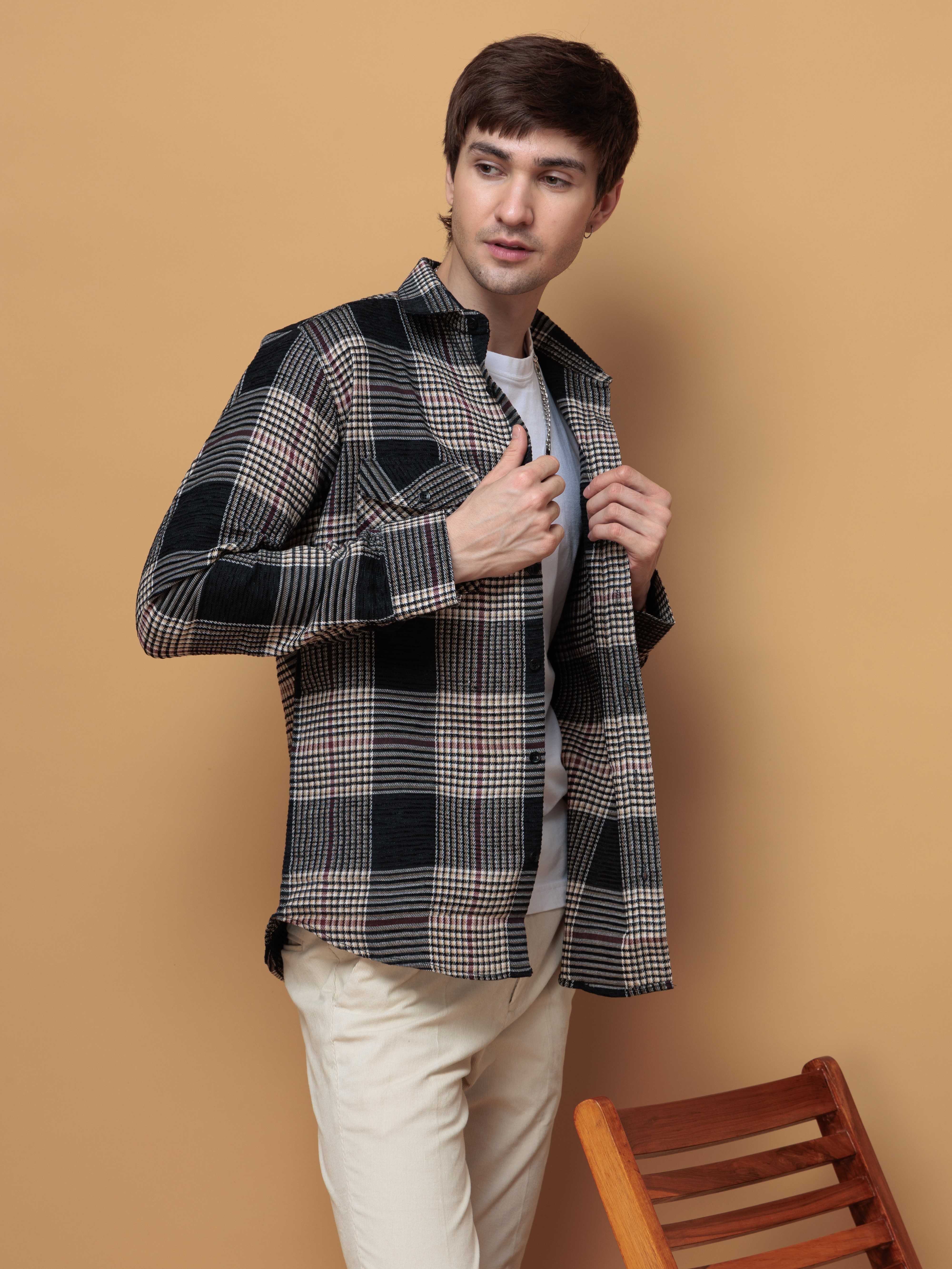 FOOMER BLACK GLEN CHECKED CASUAL SHIRT FOR MEN'S - Image 5