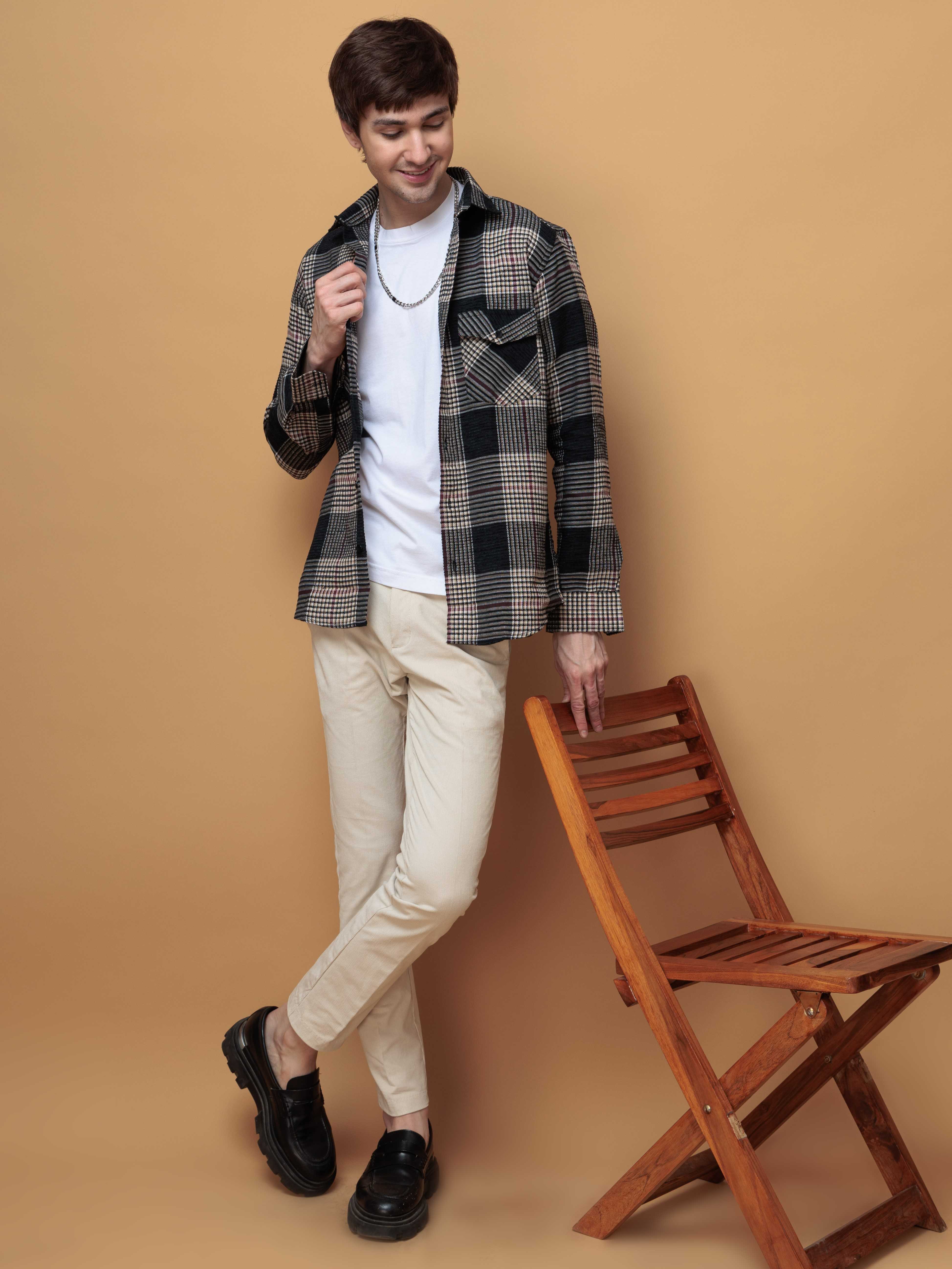 FOOMER BLACK GLEN CHECKED CASUAL SHIRT FOR MEN'S - Image 9