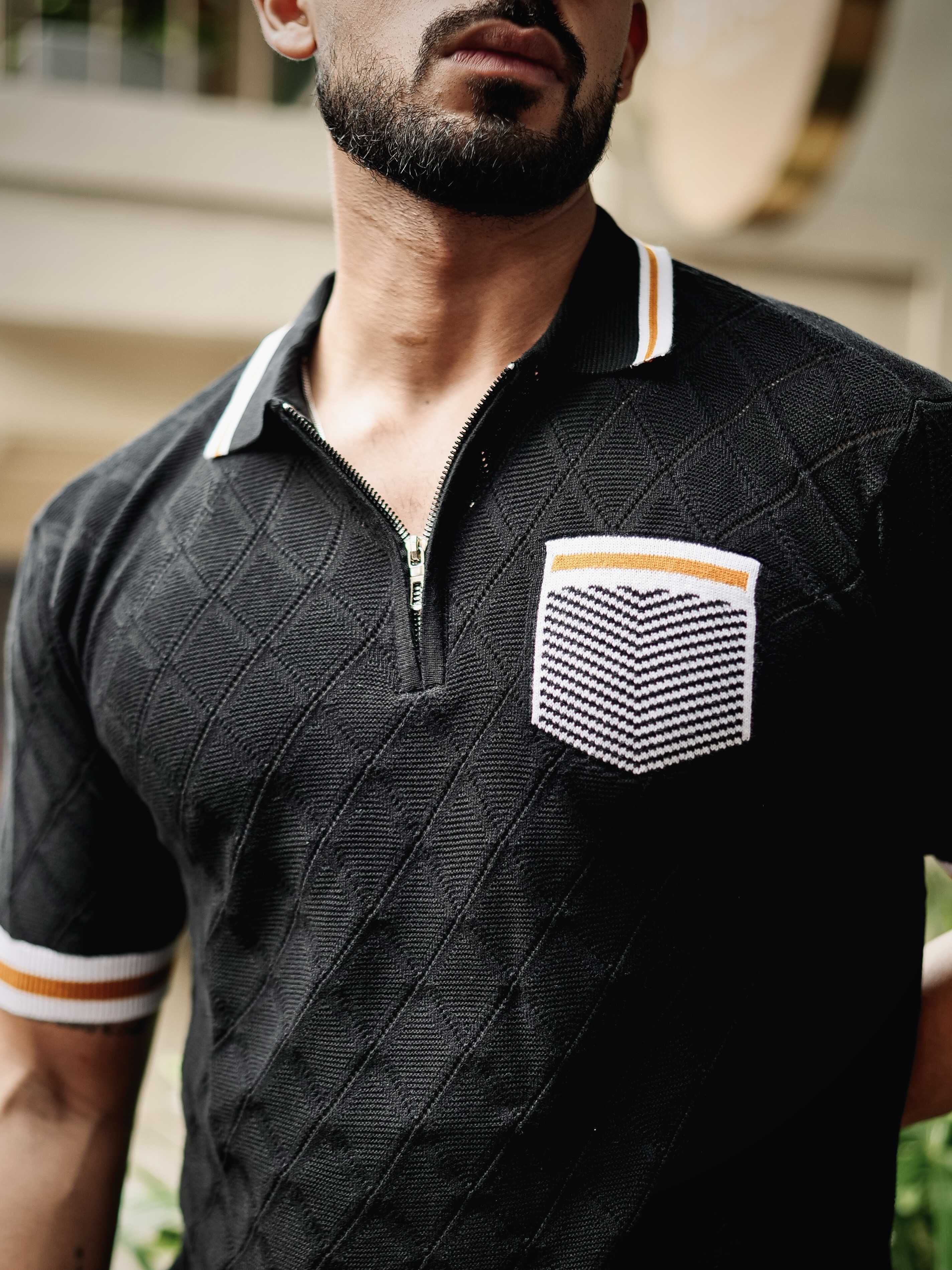 FOOMER BLACK HALF SLEEVE KNITTED TSHIRT FOR MEN'S - Image 5