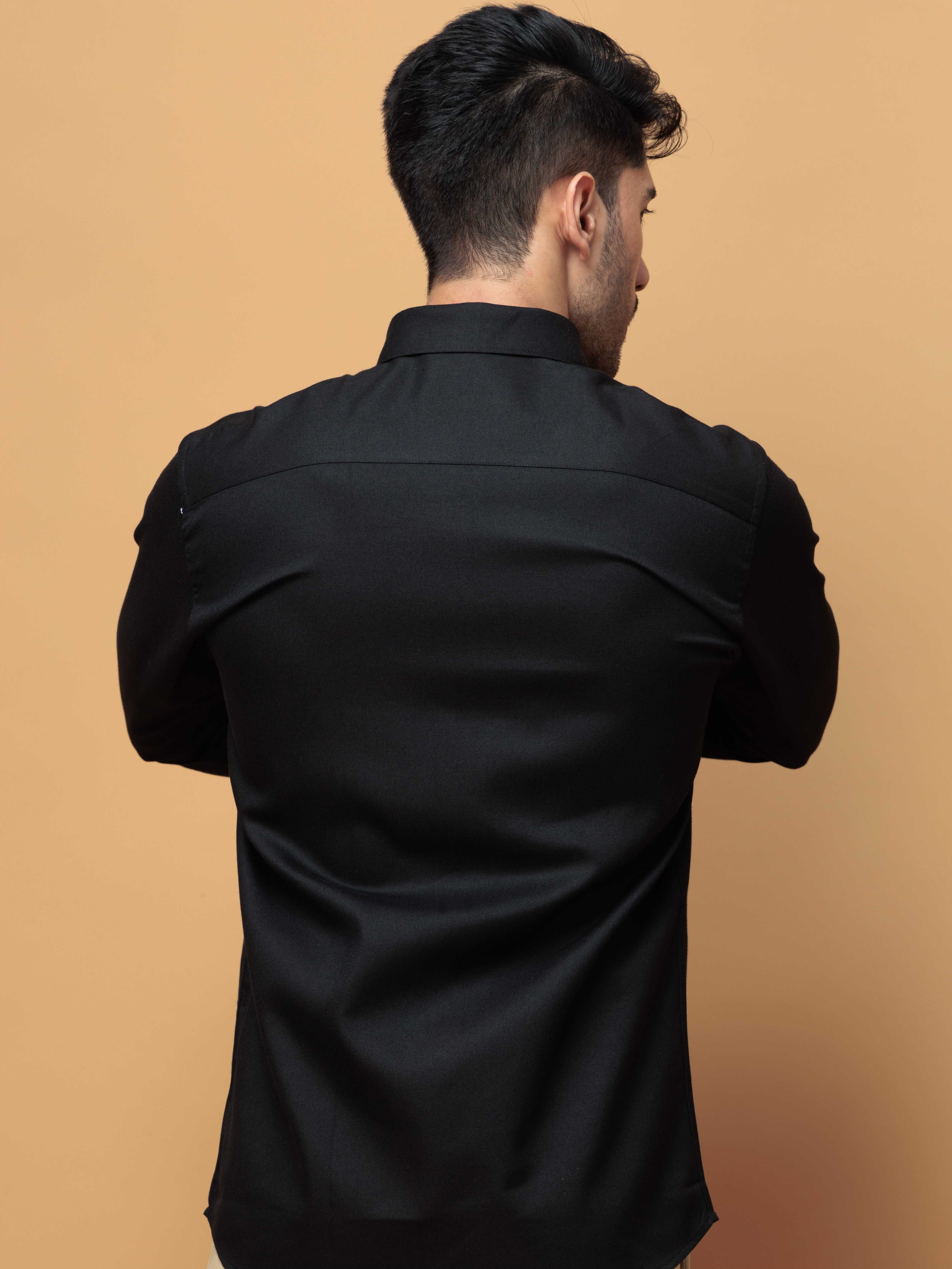 FORMAL BLACK PLAIN OXFORD COTTON CASUAL SHIRT FOR MEN'S - Image 9