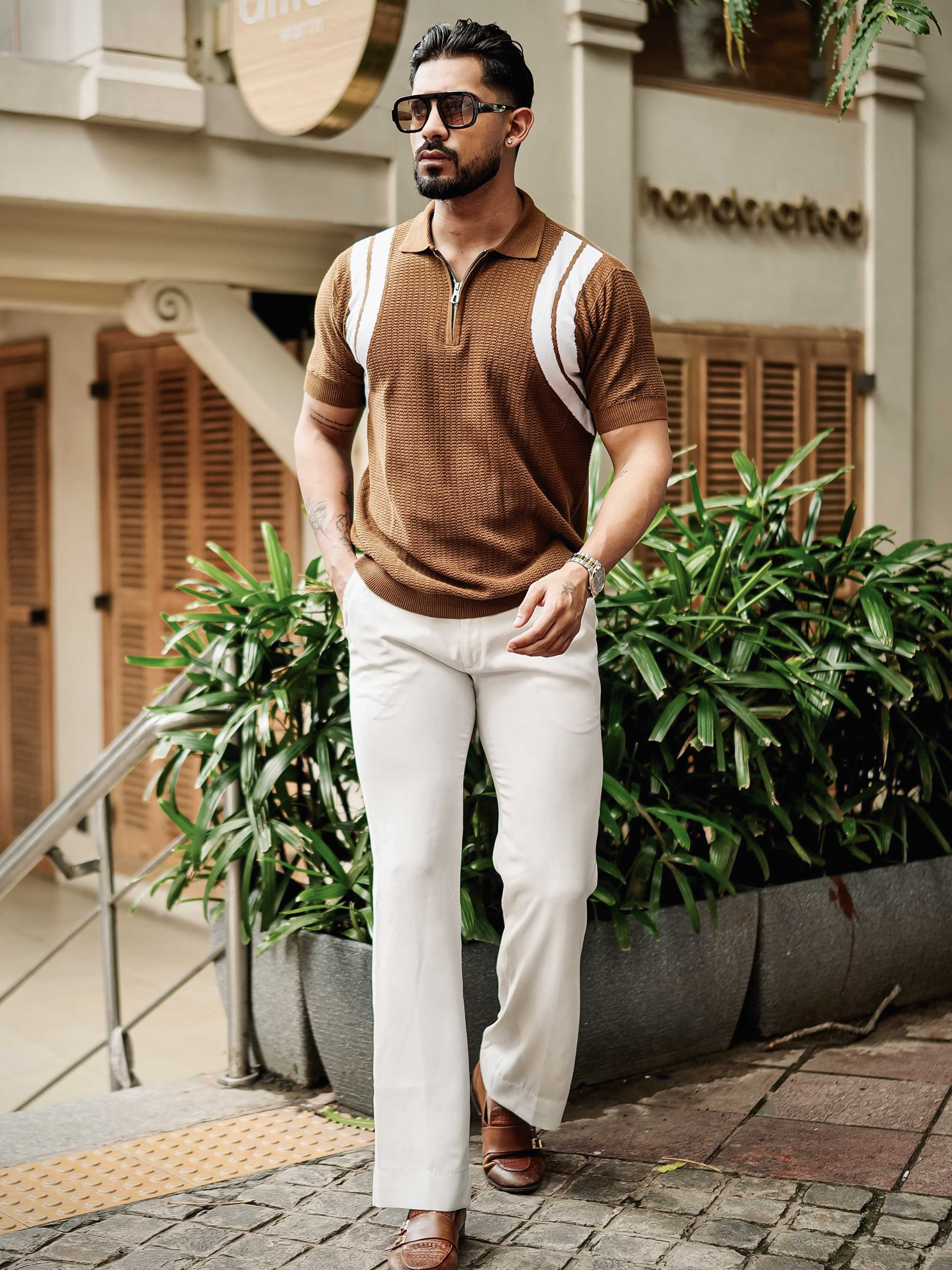FOOMER BROWN HALF SLEEVE KNITTED TSHIRT FOR MEN'S - Image 7