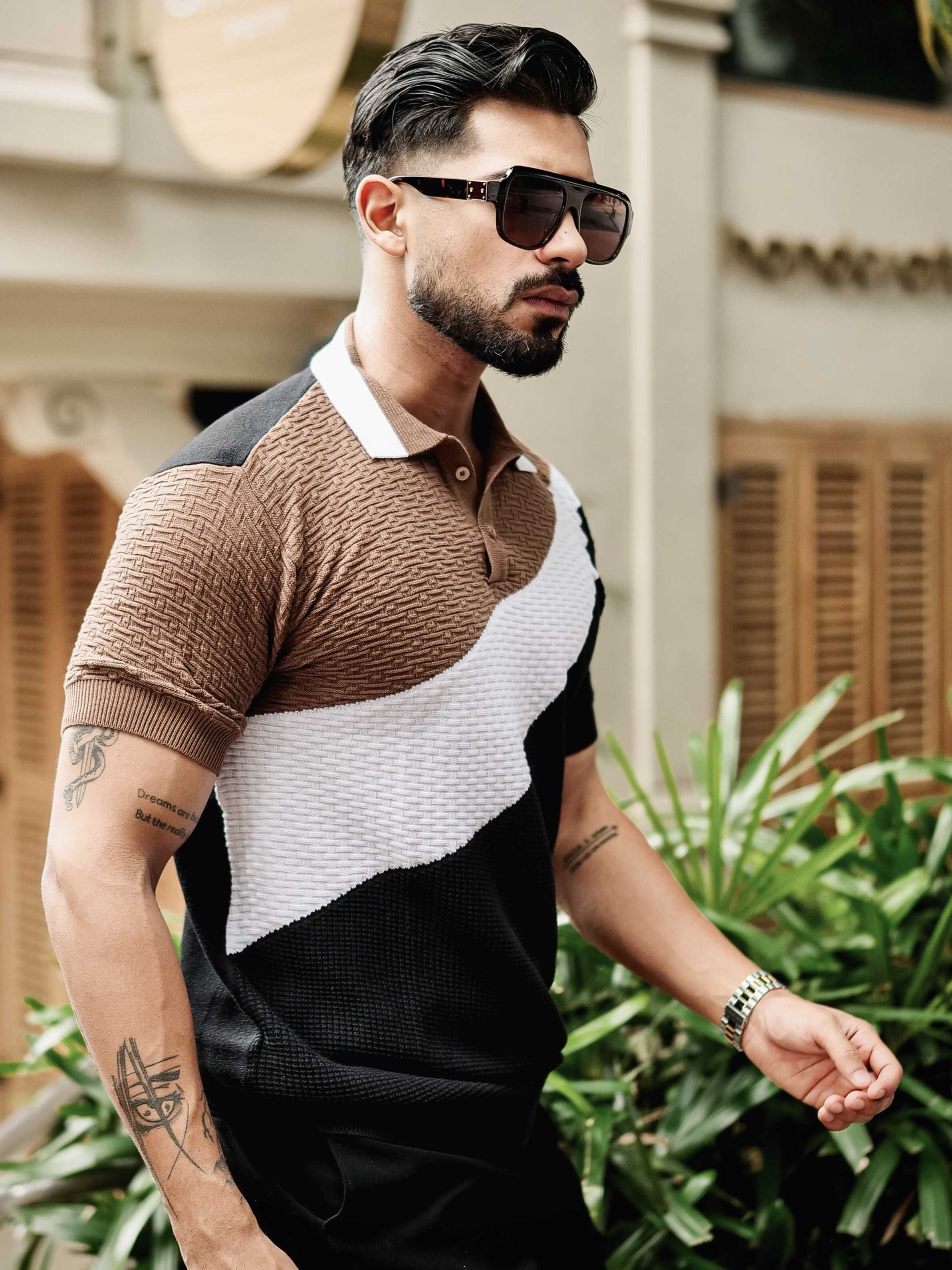 FOOMER BROWN HALF SLEEVE KNITTED TSHIRT FOR MEN'S - Image 4
