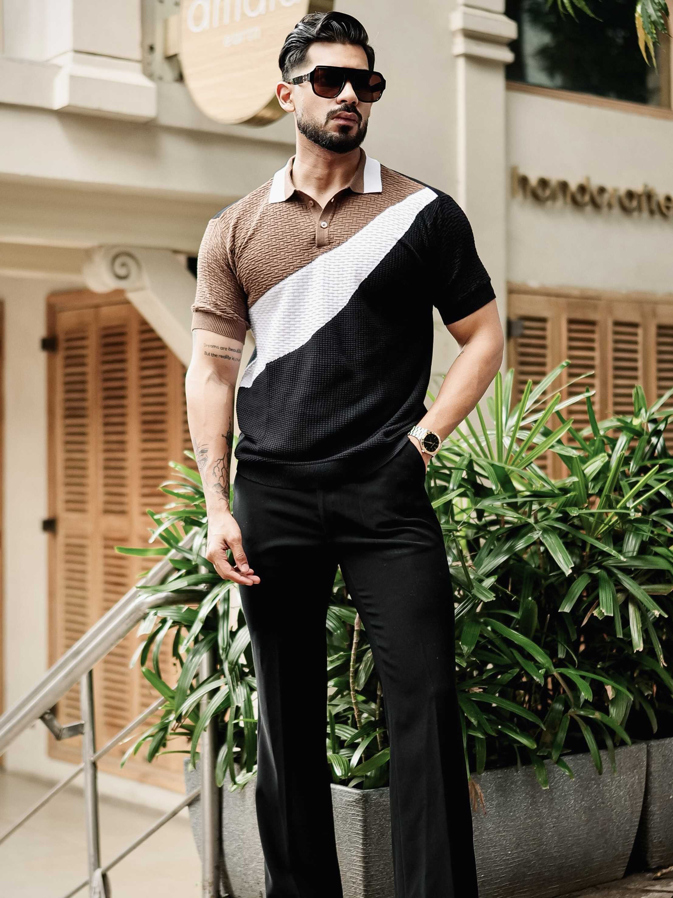 FOOMER BROWN HALF SLEEVE KNITTED TSHIRT FOR MEN'S - Image 5