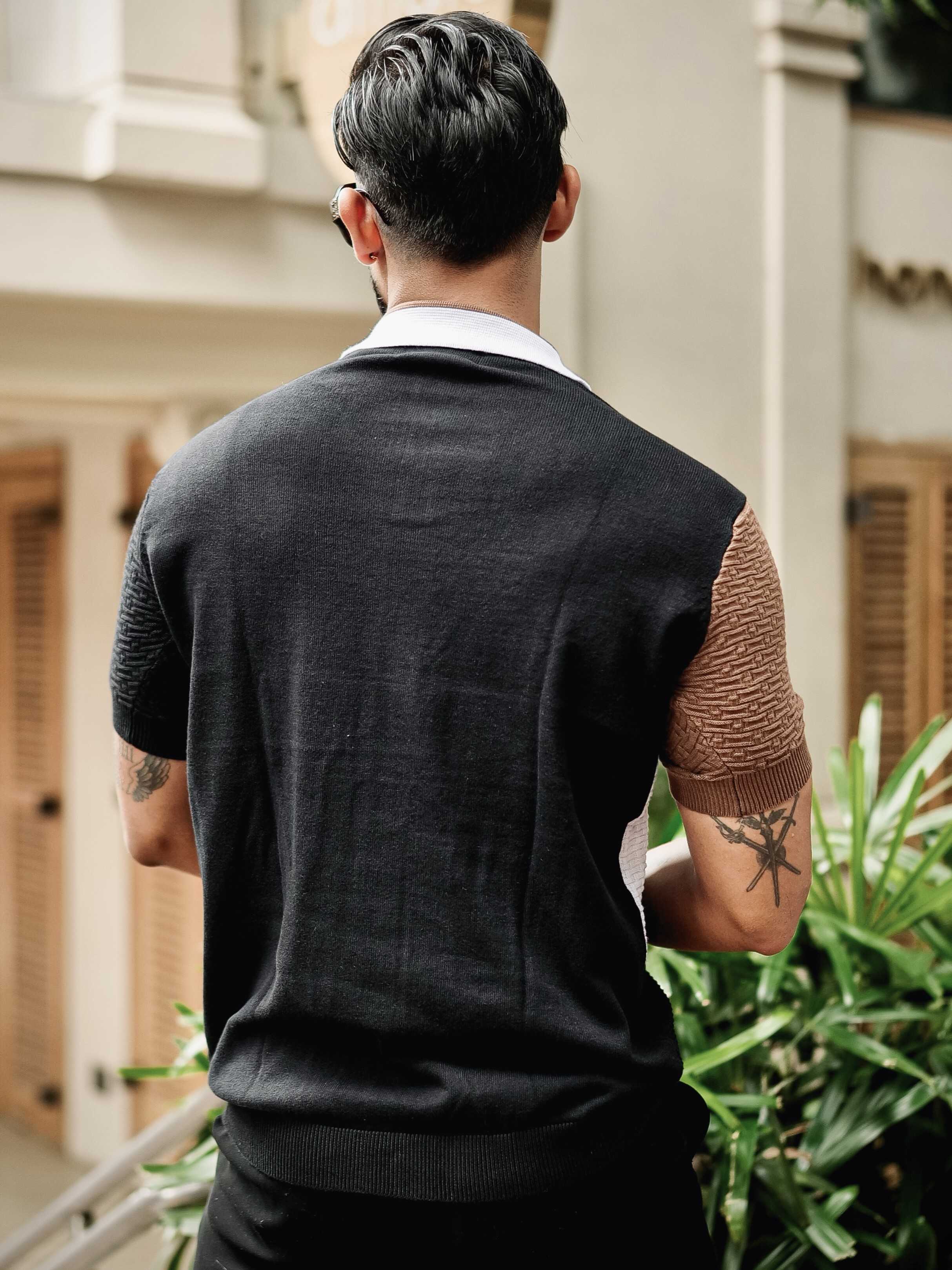FOOMER BROWN HALF SLEEVE KNITTED TSHIRT FOR MEN'S - Image 7