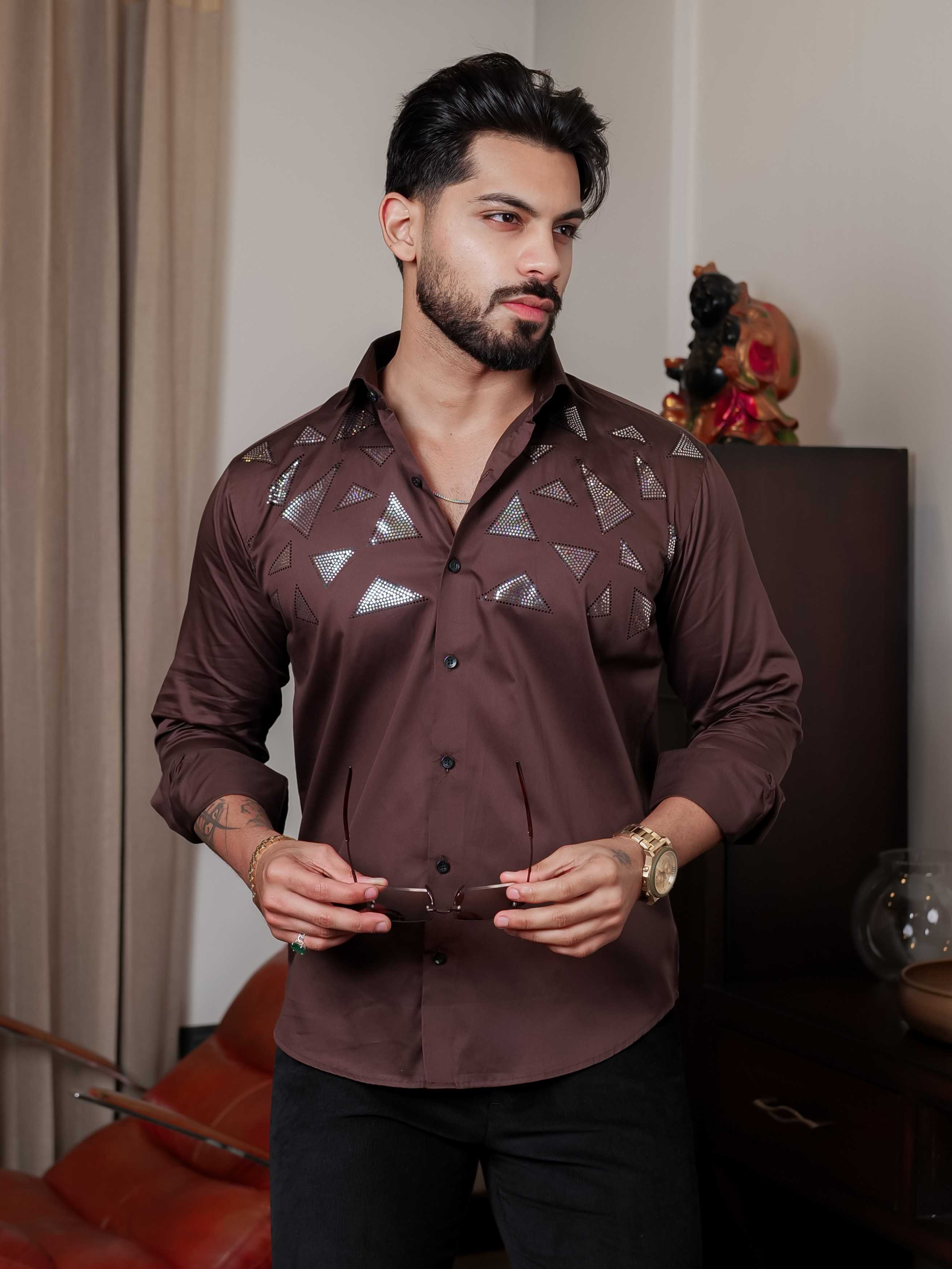 FOOMER BROWN SEQUENCE DESIGNER SHIRT FOR MEN'S - Image 3