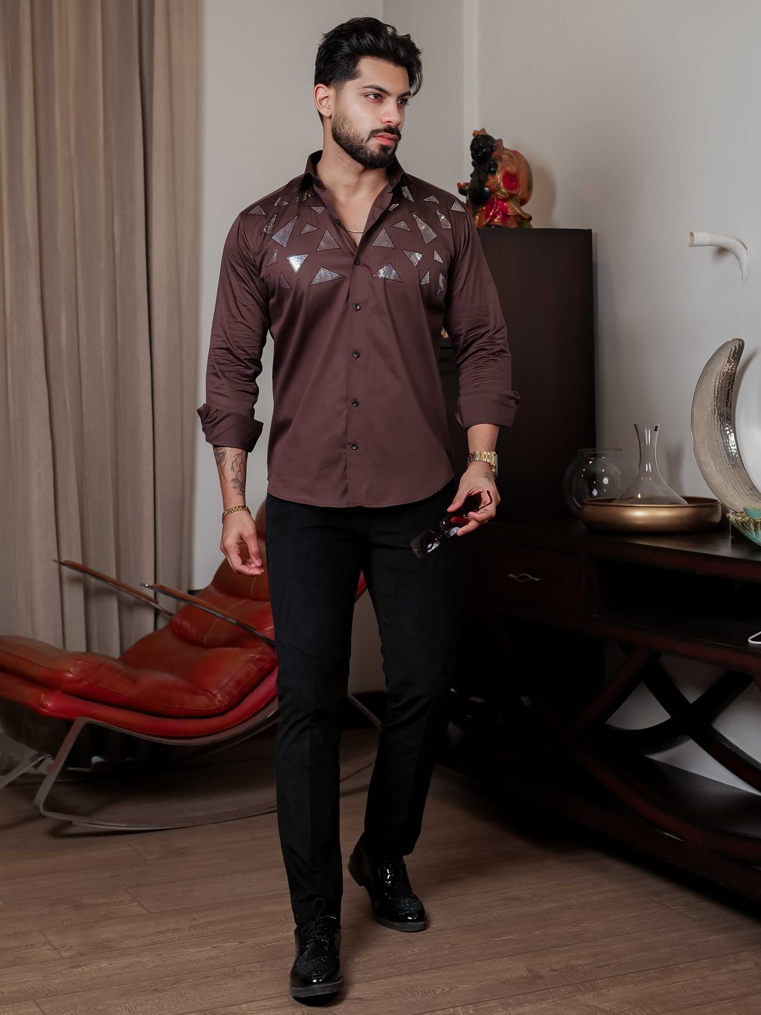 FOOMER BROWN SEQUENCE DESIGNER SHIRT FOR MEN'S - Image 5