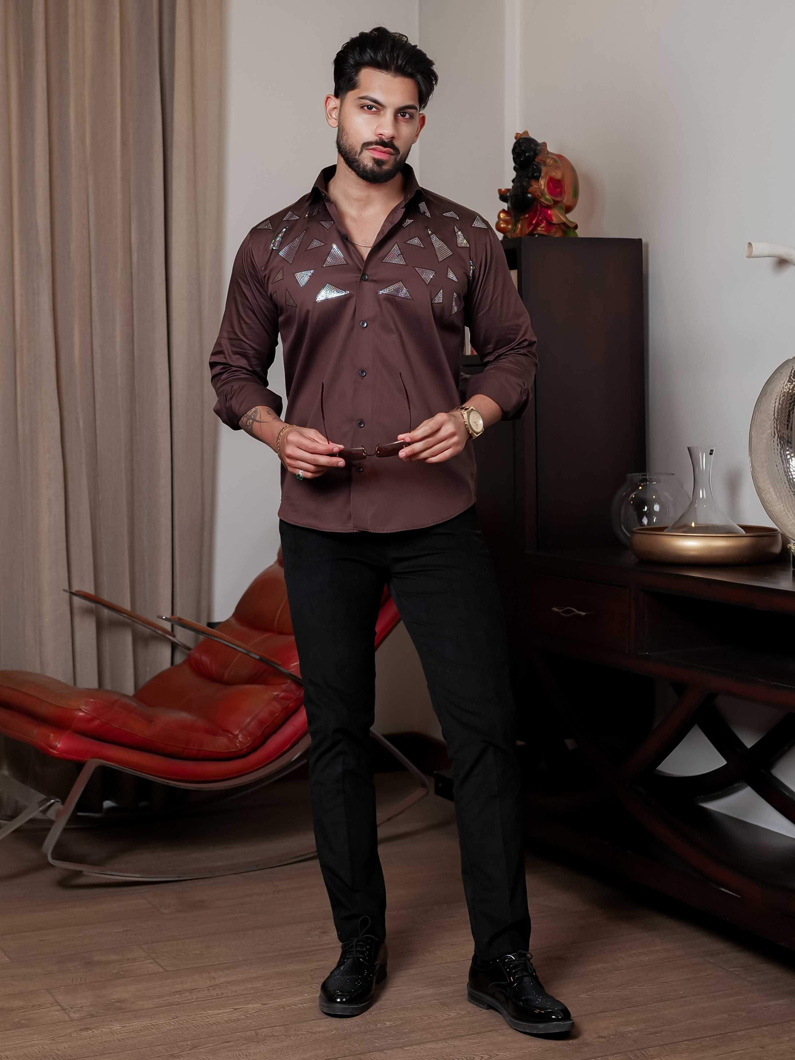 FOOMER BROWN SEQUENCE DESIGNER SHIRT FOR MEN'S - Image 6