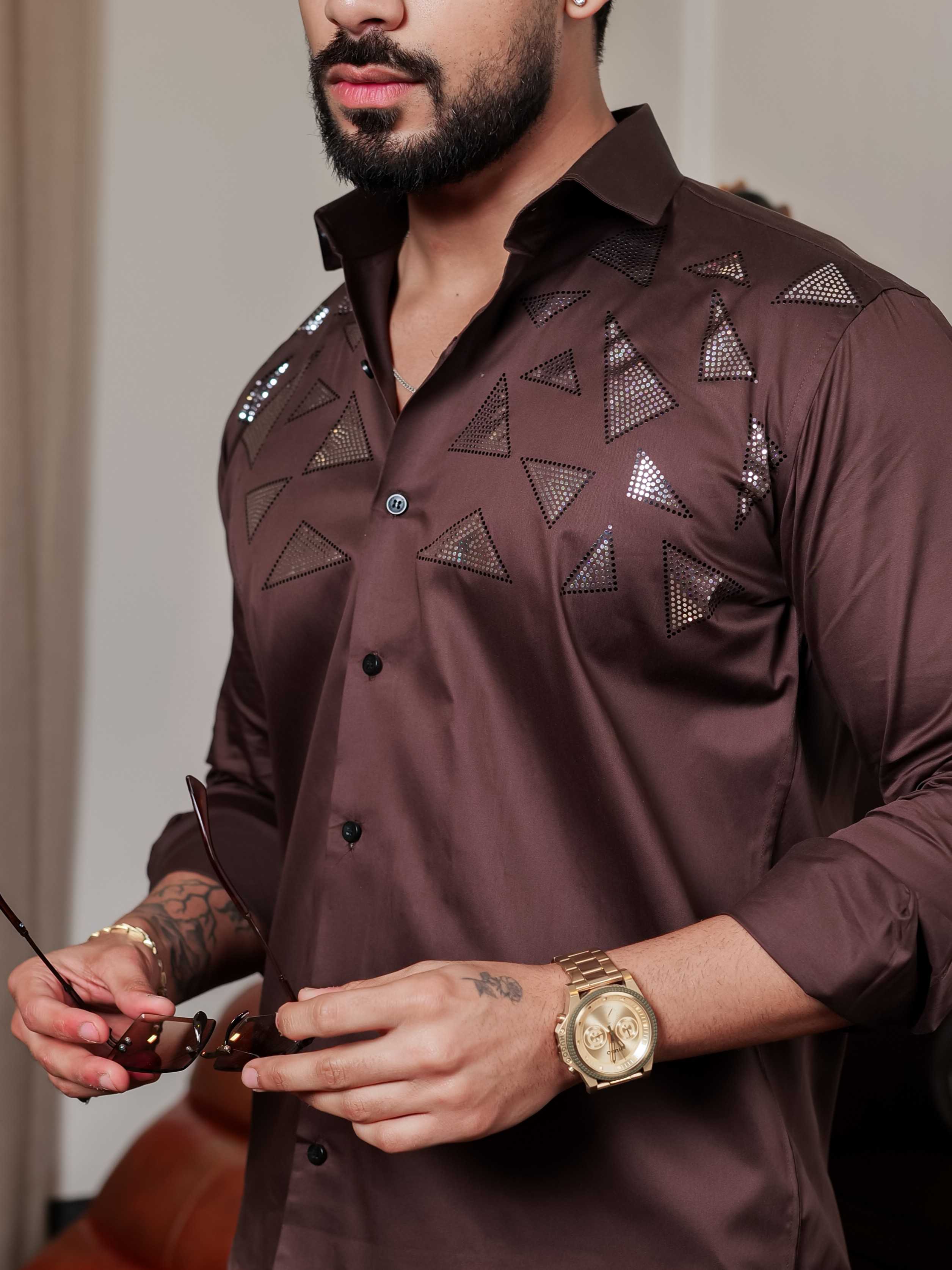 FOOMER BROWN SEQUENCE DESIGNER SHIRT FOR MEN'S - Image 8