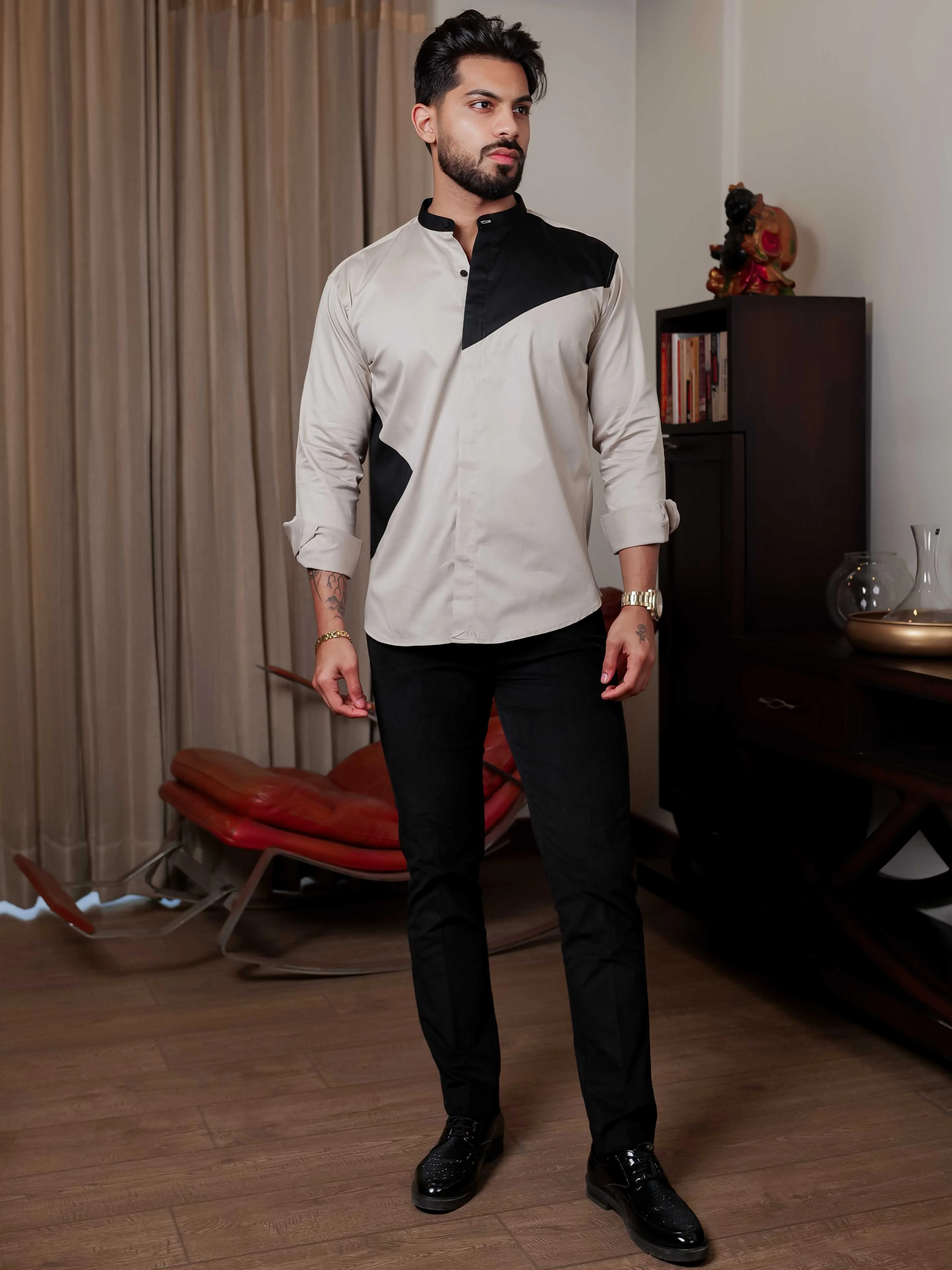 FOOMER CREAM CUT N SEW DESIGNER SHIRT FOR MEN'S - Image 3
