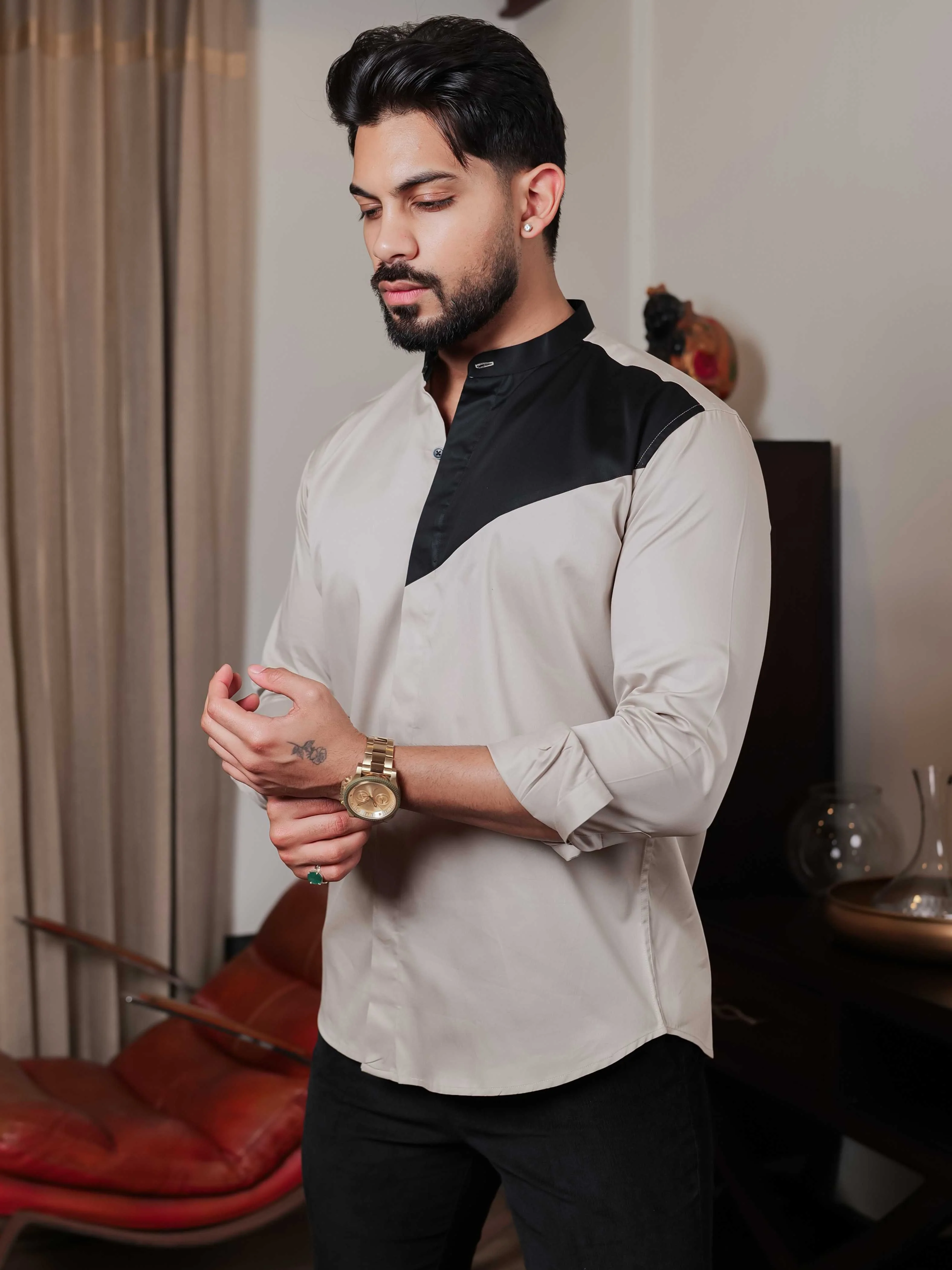 FOOMER CREAM CUT N SEW DESIGNER SHIRT FOR MEN'S - Image 5