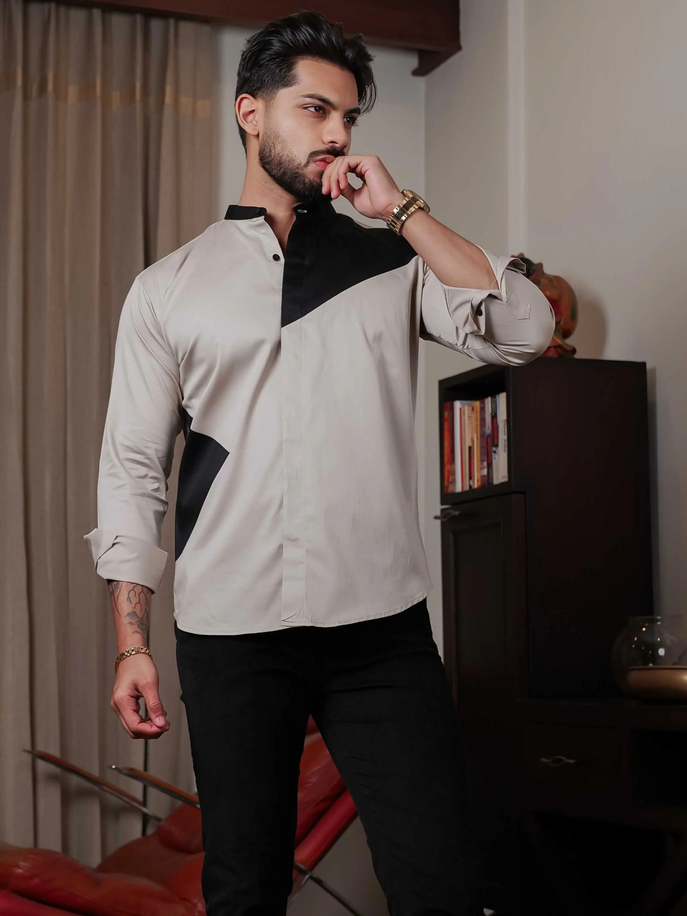FOOMER CREAM CUT N SEW DESIGNER SHIRT FOR MEN'S - Image 8