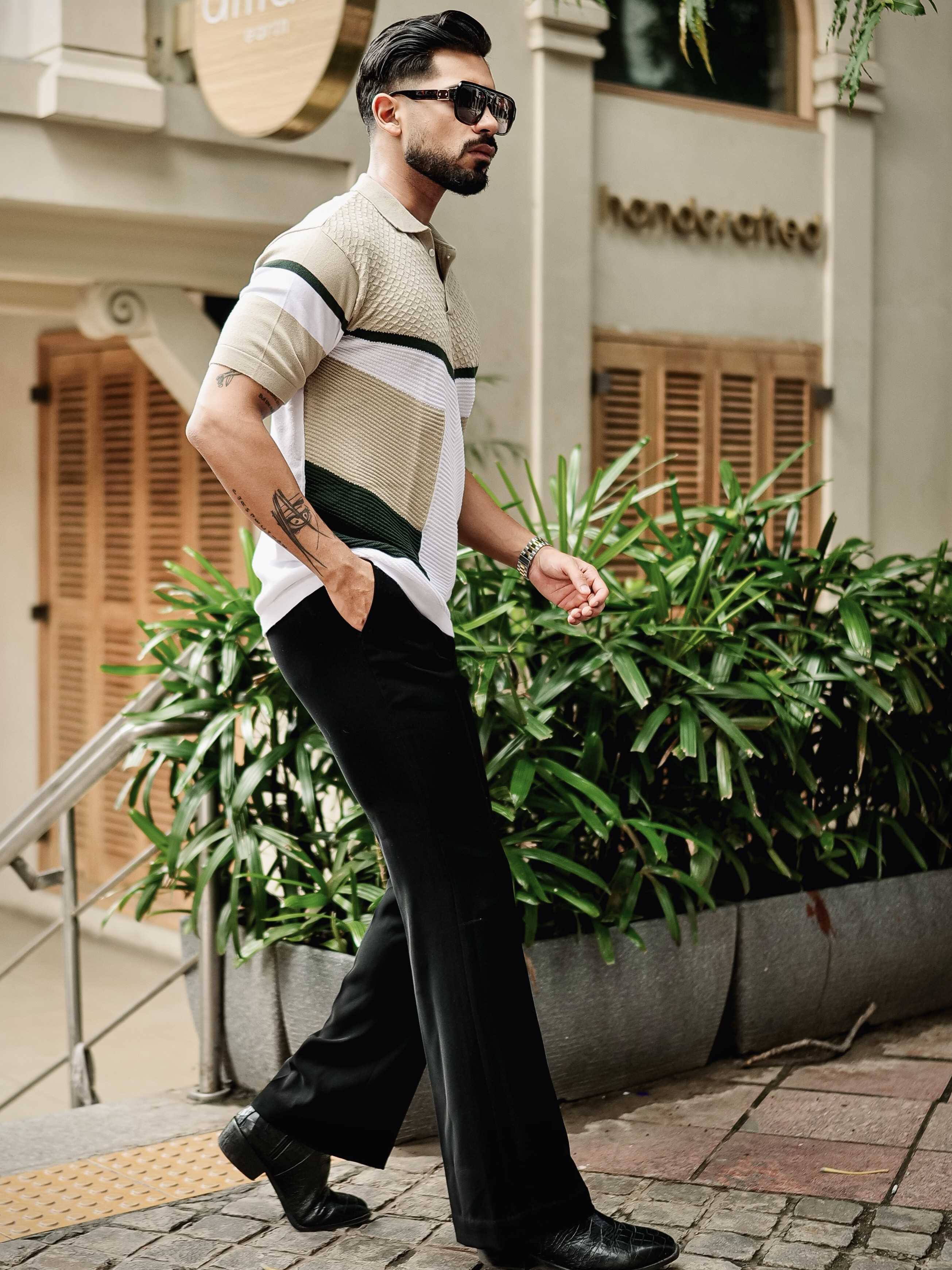 FOOMER CREAM HALF SLEEVE KNITTED TSHIRT FOR MEN'S - Image 6