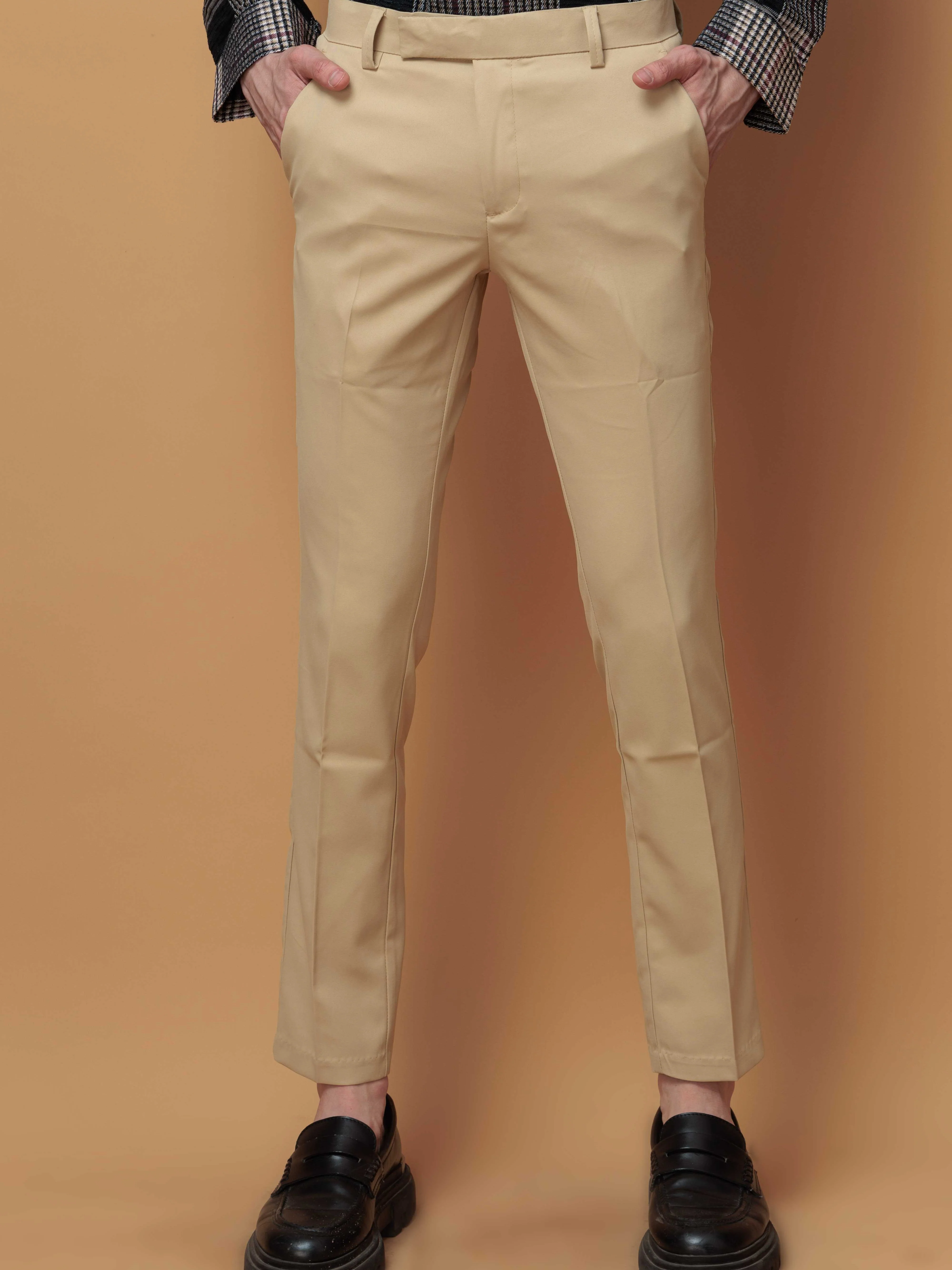 Foomer Formal Cream Pant For Men's