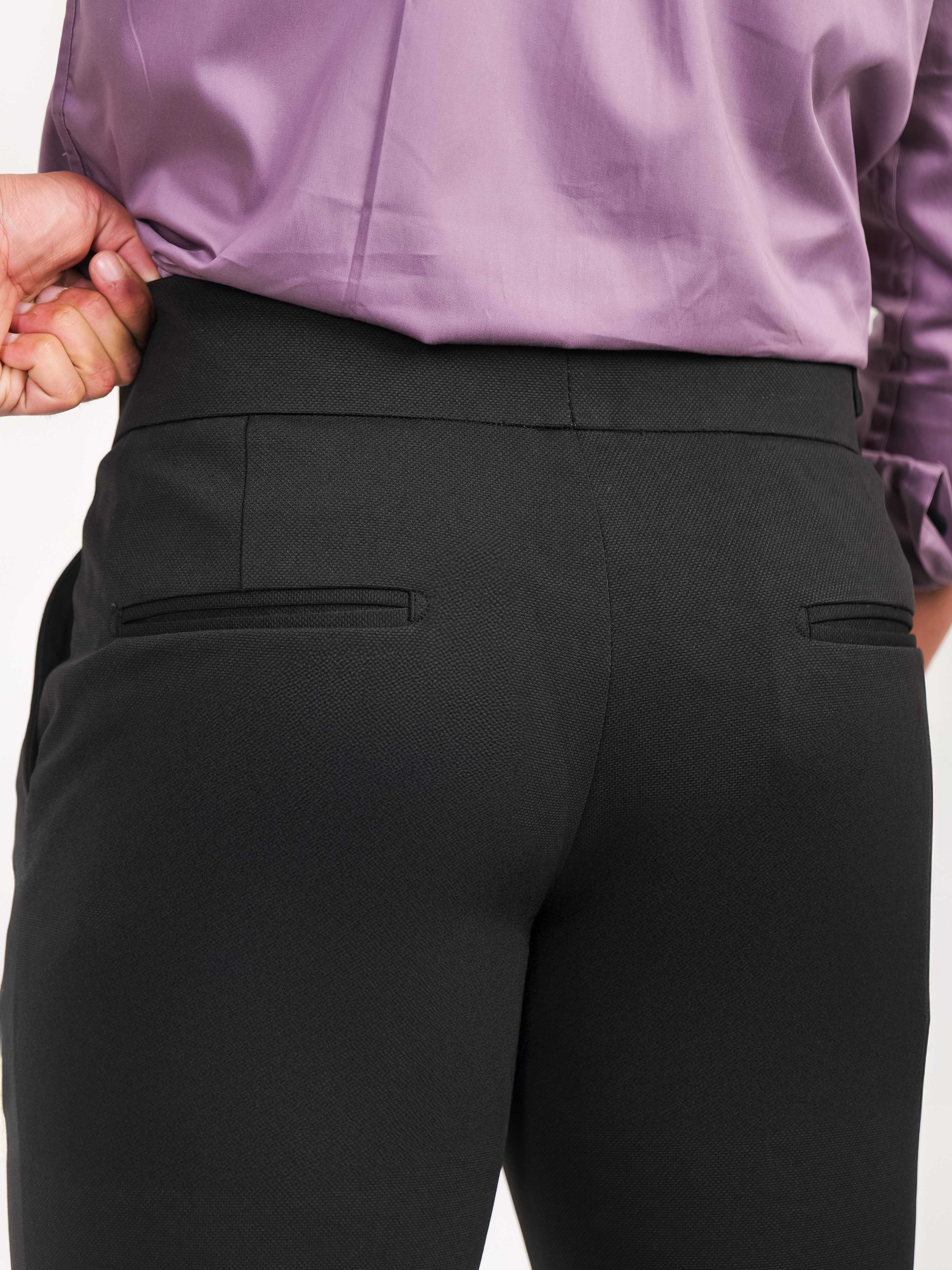Foomer Formal Dark Black Trouser Pant For Men's - Image 3
