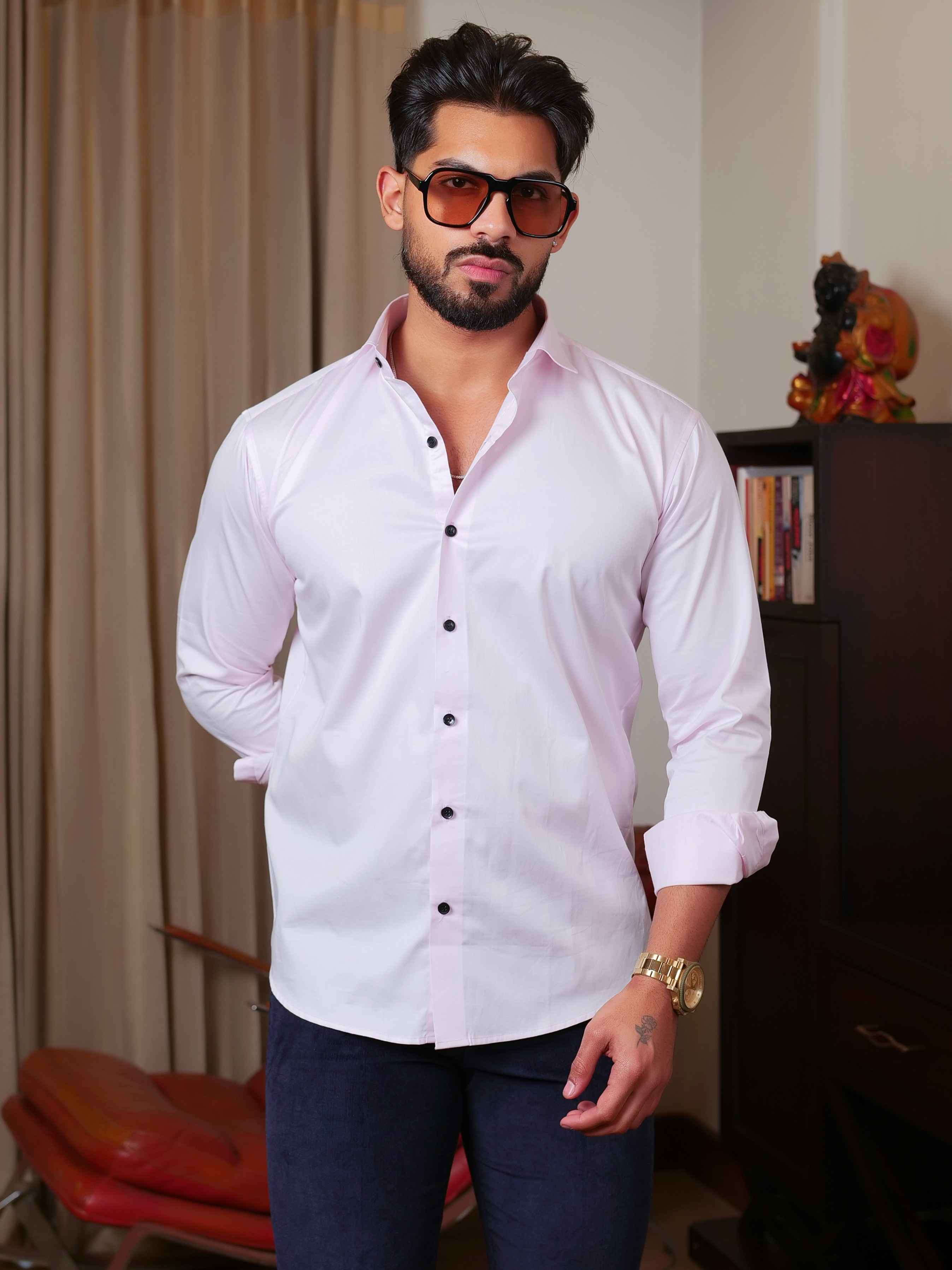 FOOMER FORMY LIGHT PINK LUXURY SATIN SHIRT FOR MEN'S - Image 3