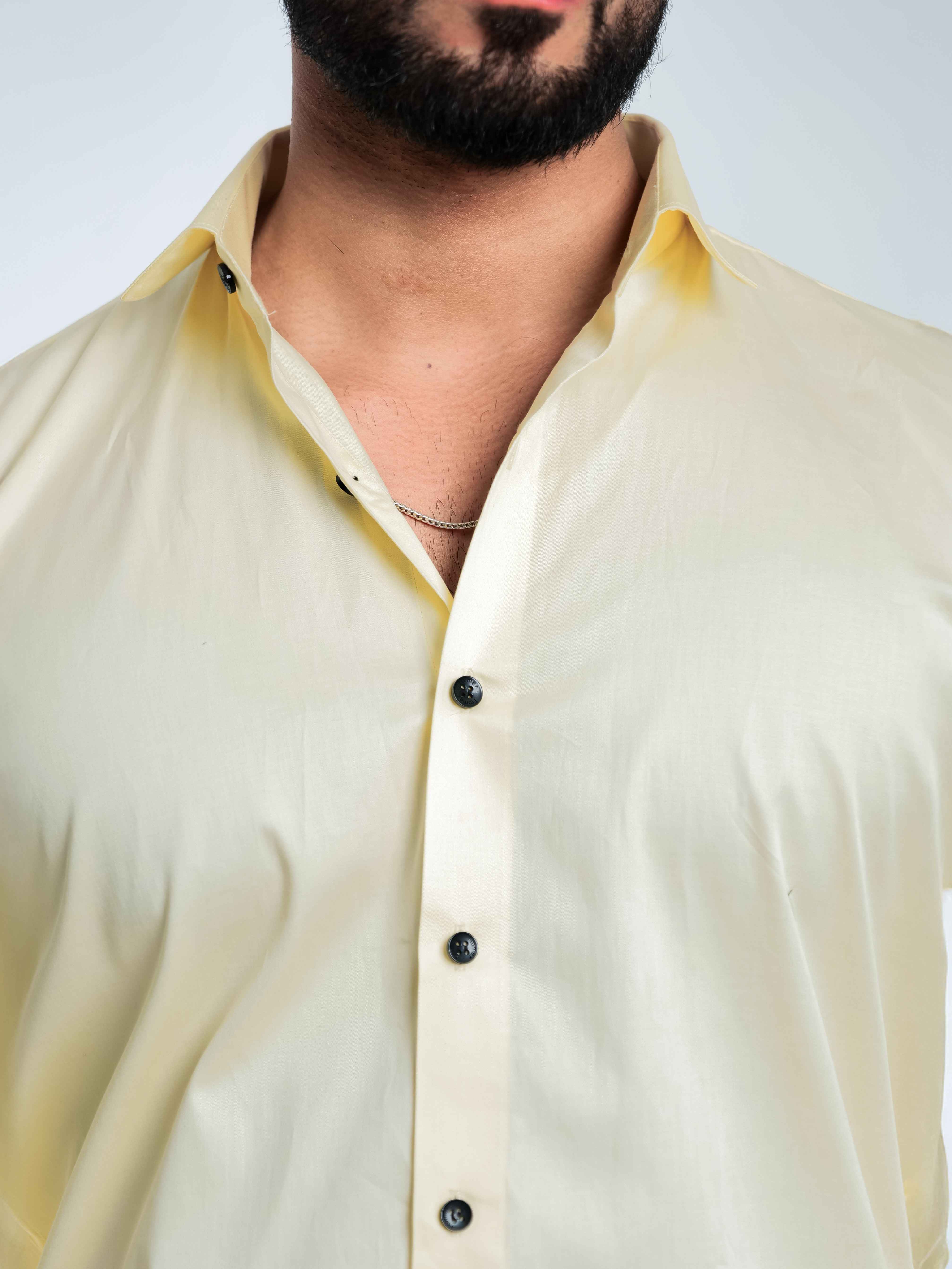 FOOMER FORMY LIGHT YELLOW LUXURY SATIN SHIRT FOR MEN'S - Image 2