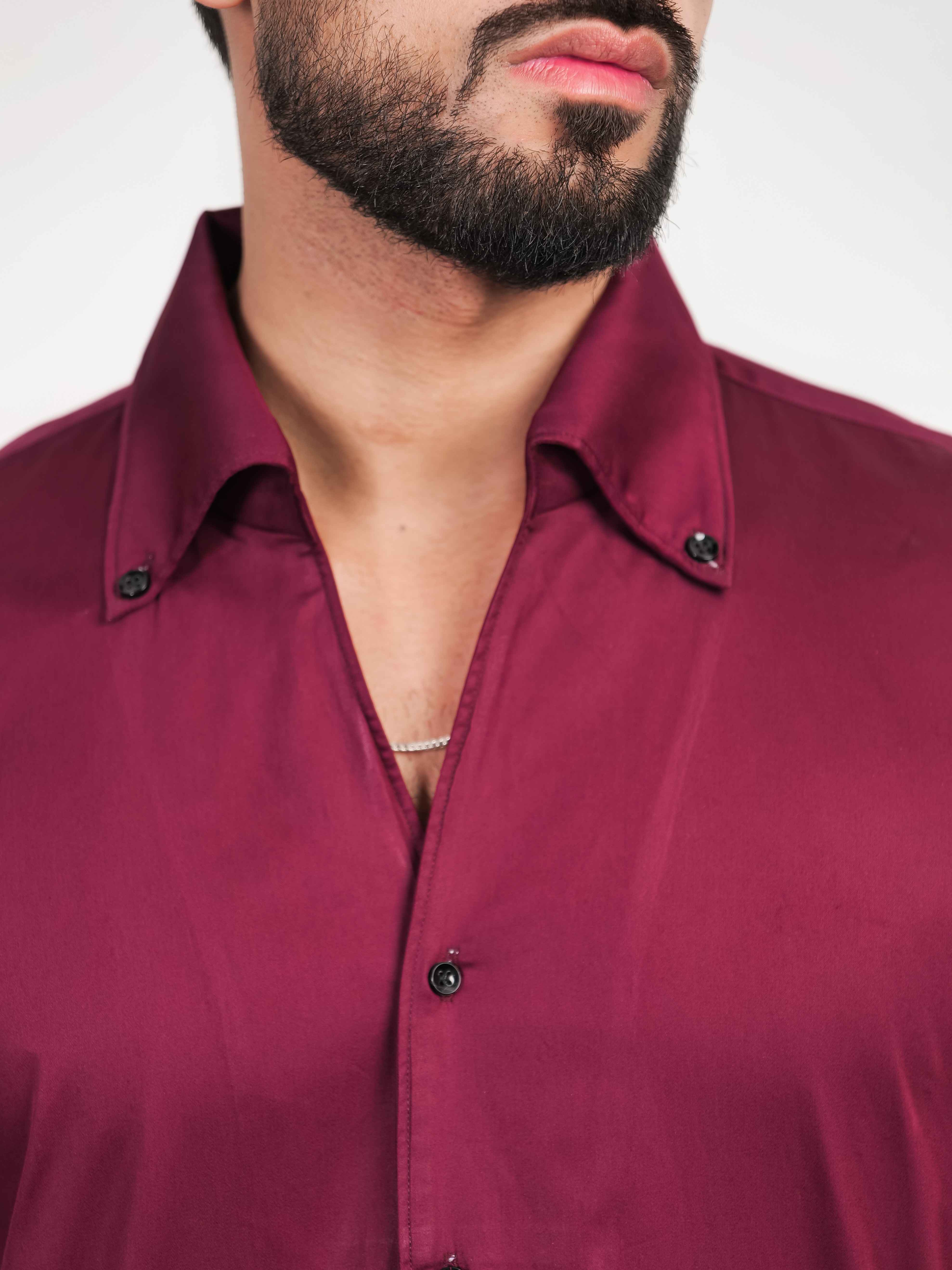 FOOMER FORMY WINEBERRY LUXURY SATIN SHIRT FOR MEN'S - Image 2