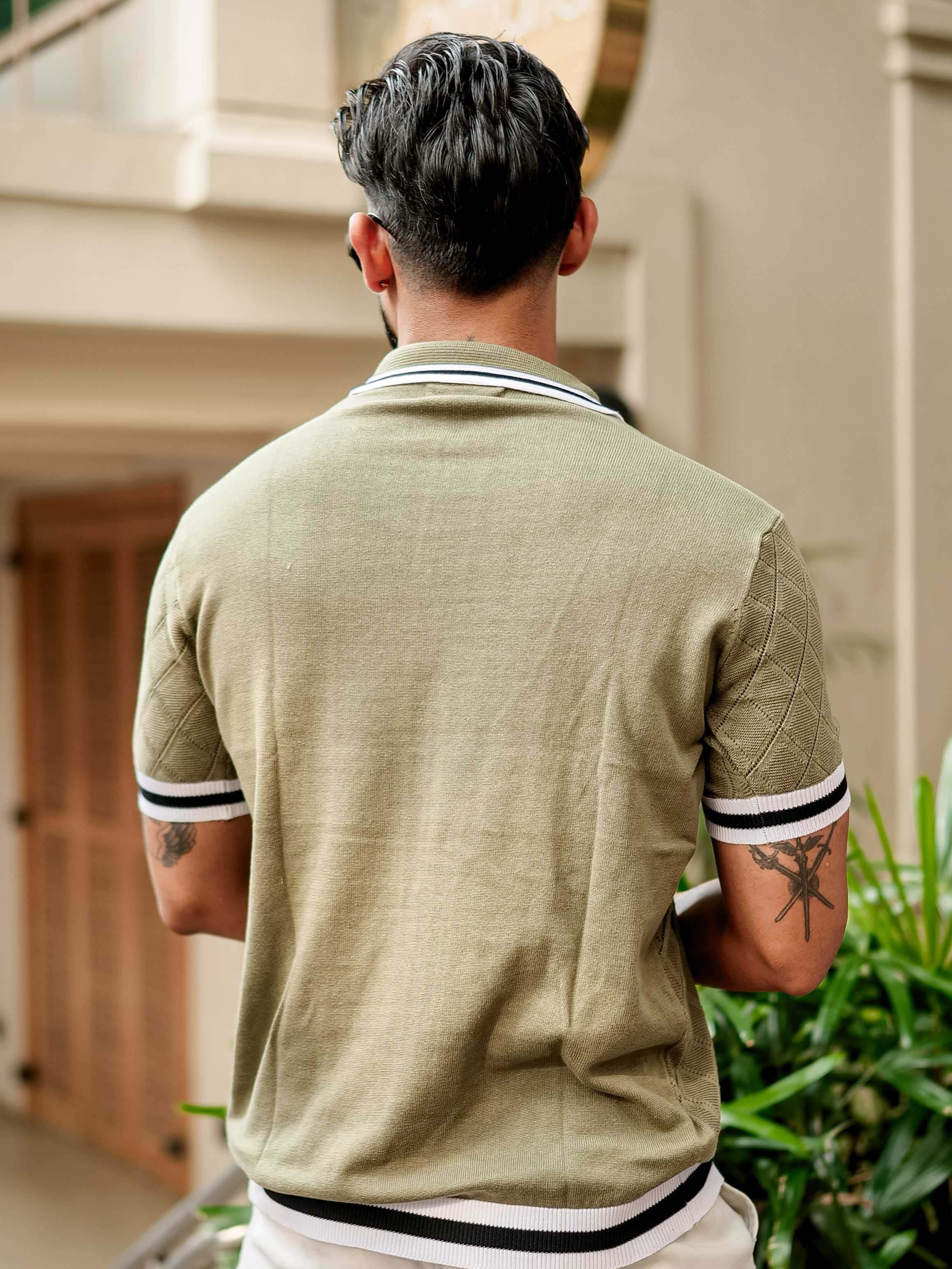FOOMER GREEN HALF SLEEVE KNITTED TSHIRT FOR MEN'S - Image 3