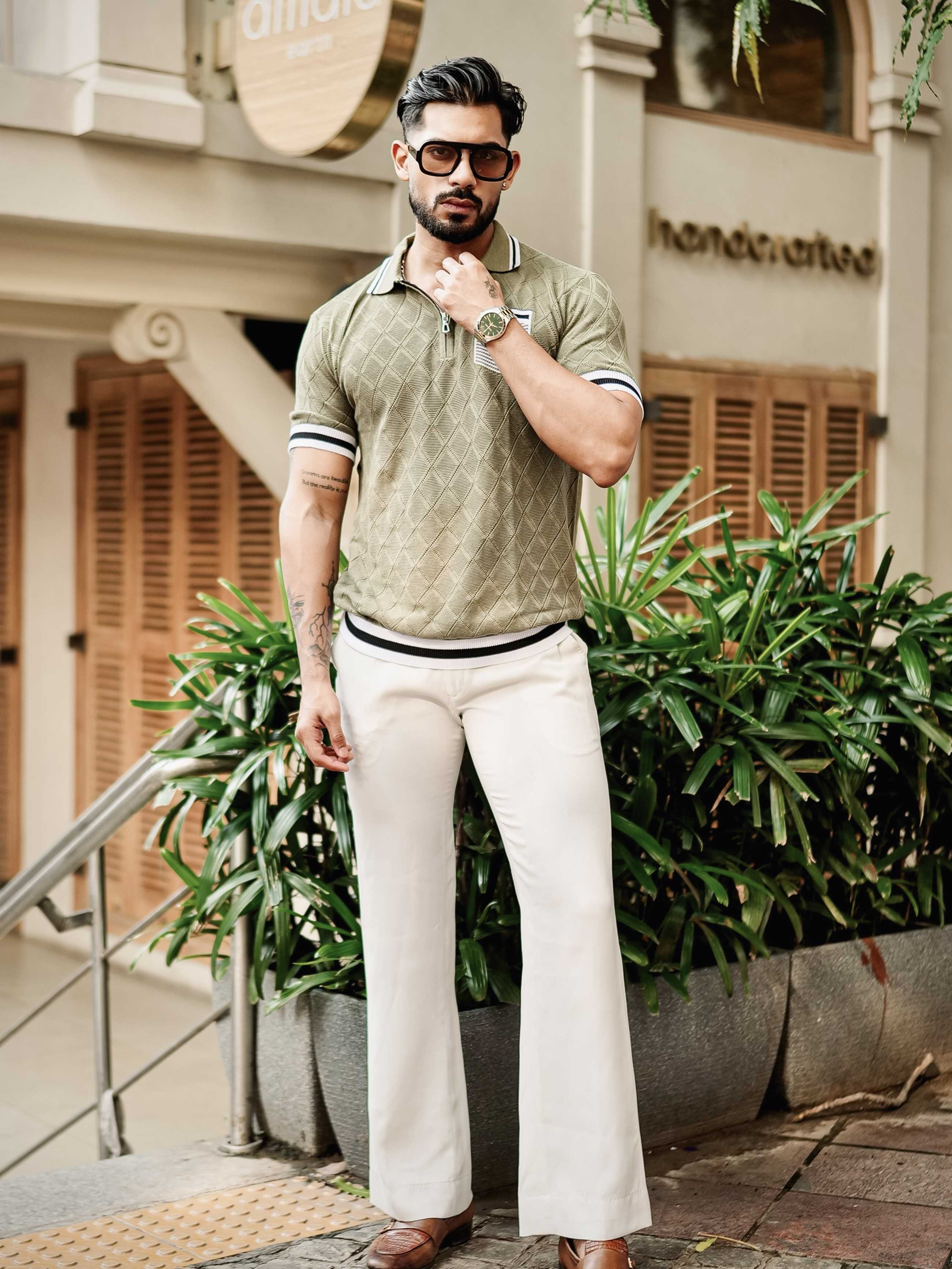 FOOMER GREEN HALF SLEEVE KNITTED TSHIRT FOR MEN'S - Image 6