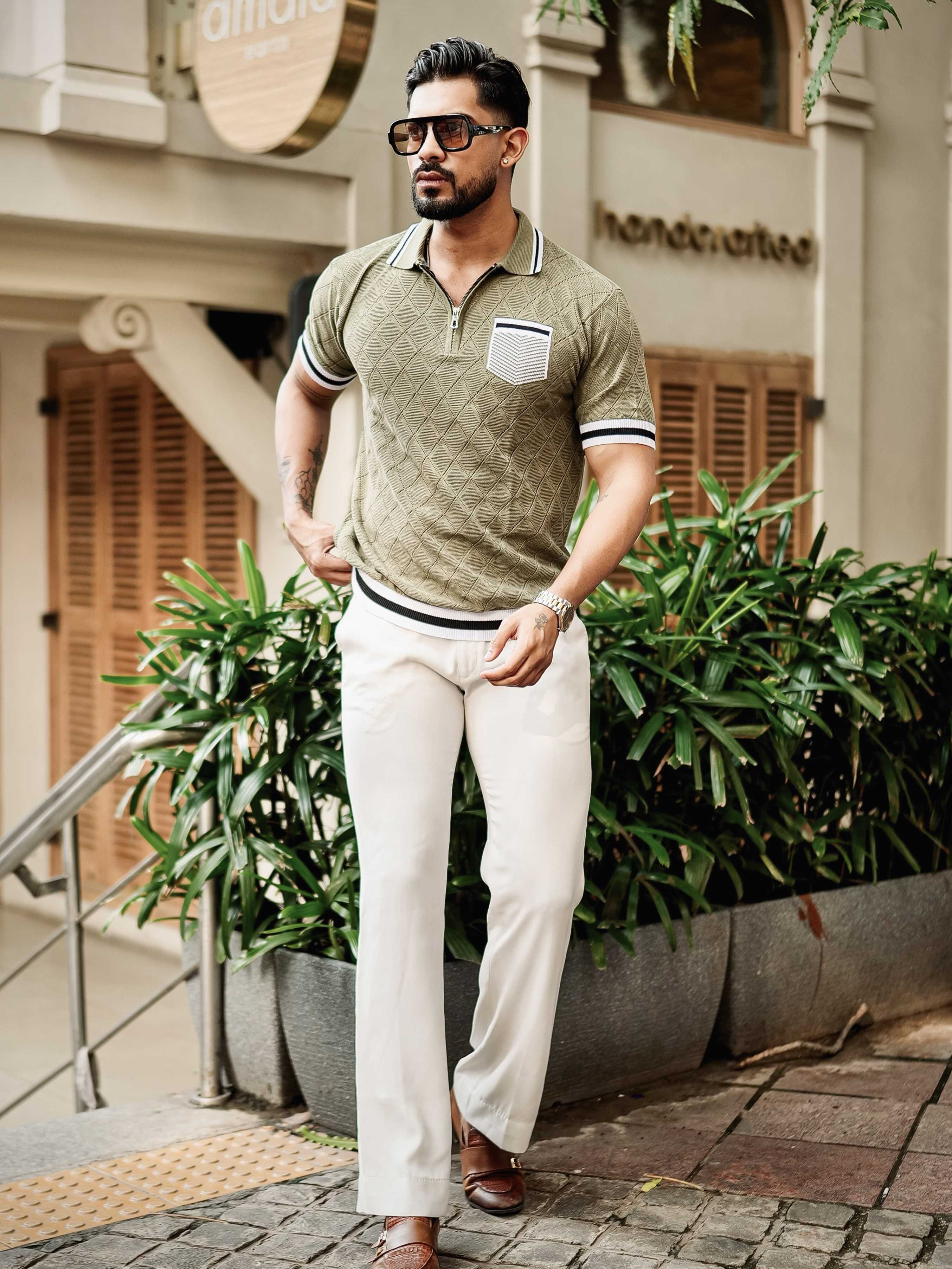 FOOMER GREEN HALF SLEEVE KNITTED TSHIRT FOR MEN'S - Image 7