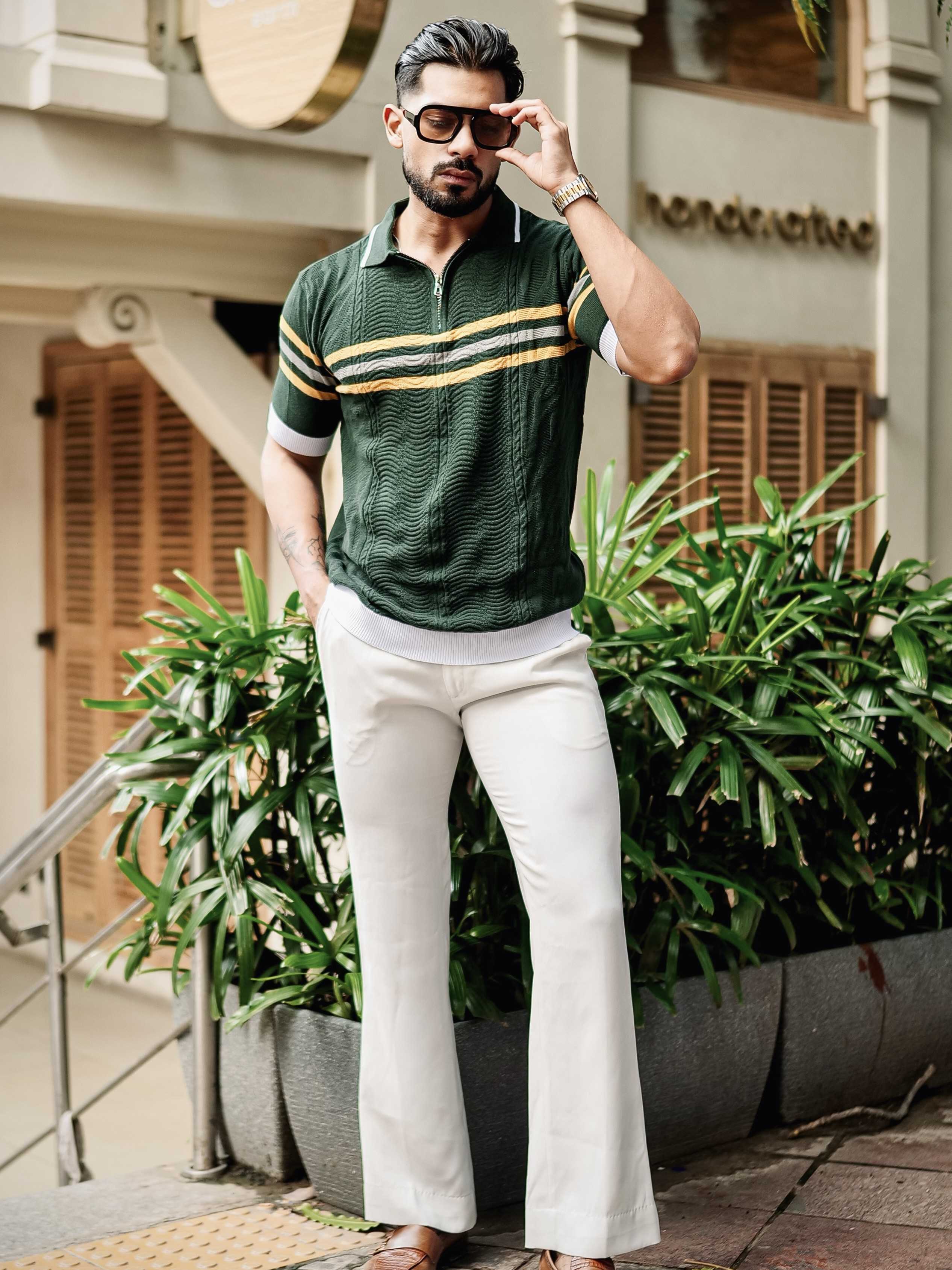 FOOMER GREEN HALF SLEEVE KNITTED TSHIRT FOR MEN'S - Image 5
