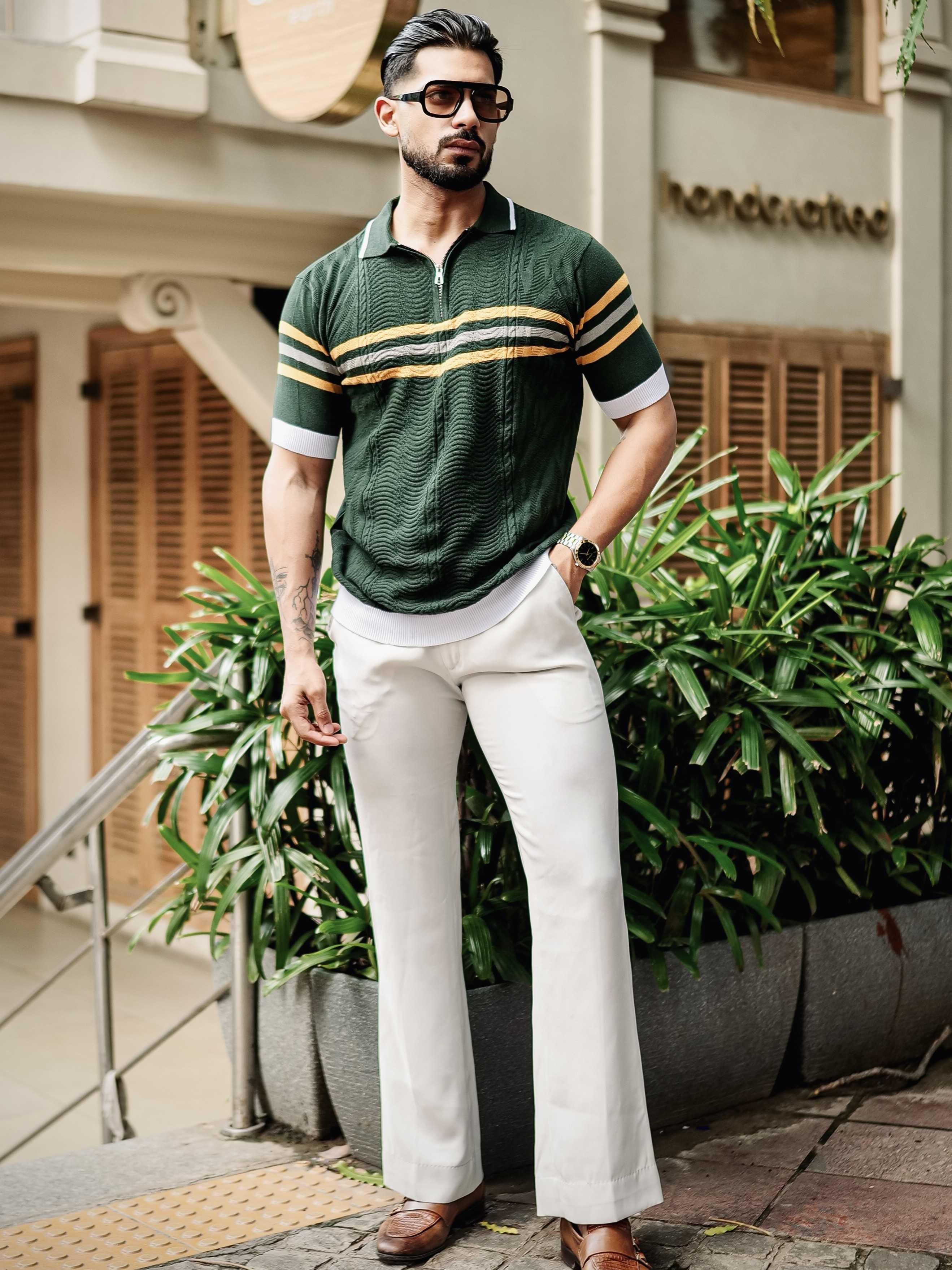FOOMER GREEN HALF SLEEVE KNITTED TSHIRT FOR MEN'S - Image 6