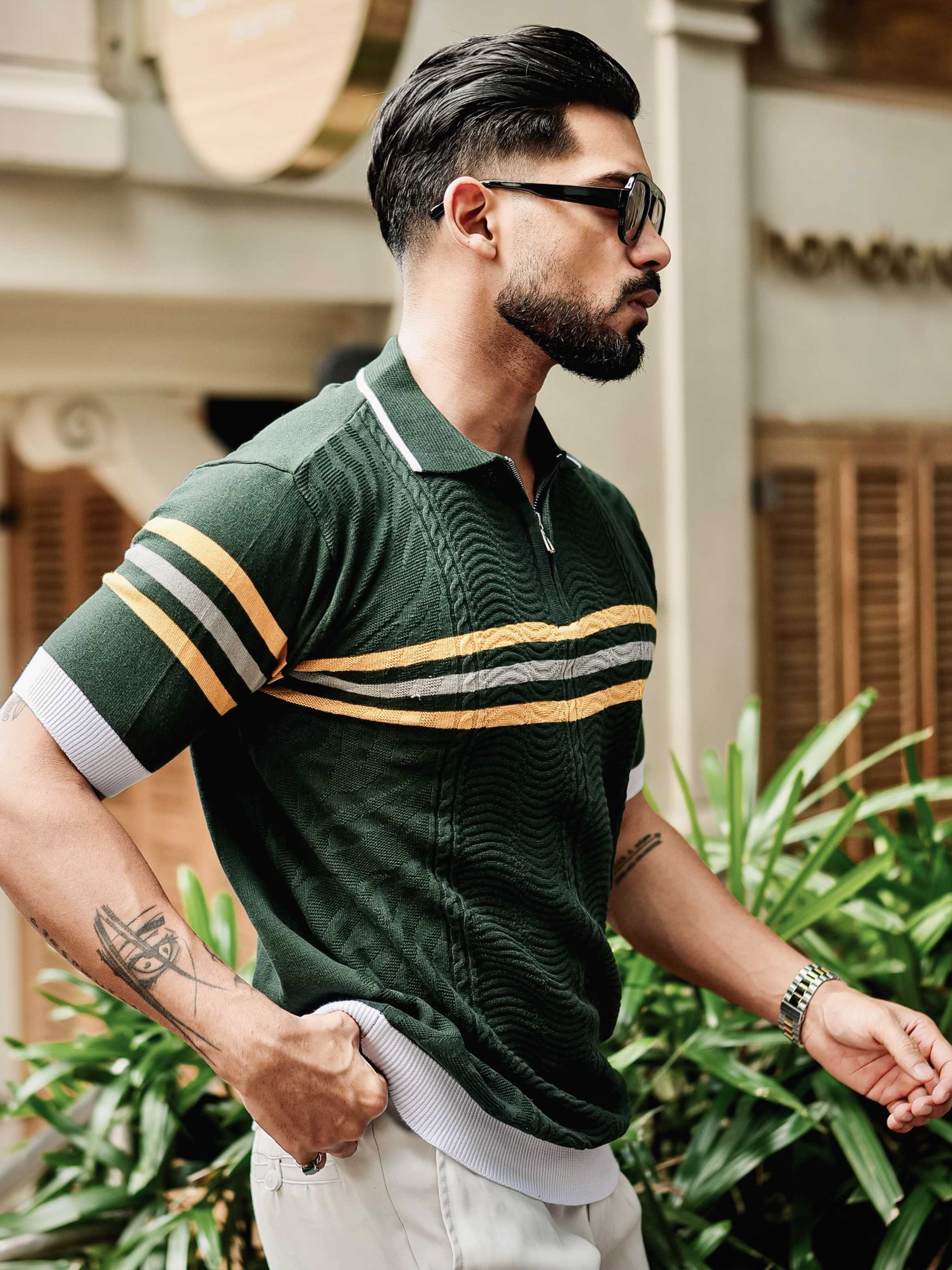 FOOMER GREEN HALF SLEEVE KNITTED TSHIRT FOR MEN'S - Image 7