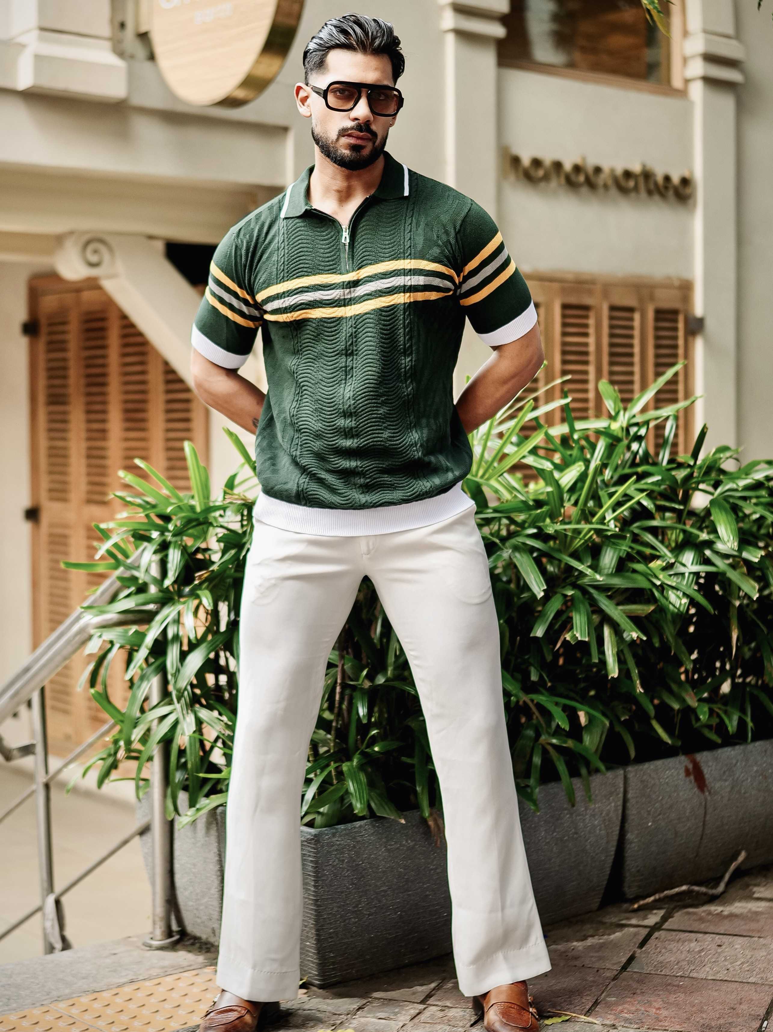 FOOMER GREEN HALF SLEEVE KNITTED TSHIRT FOR MEN'S - Image 8
