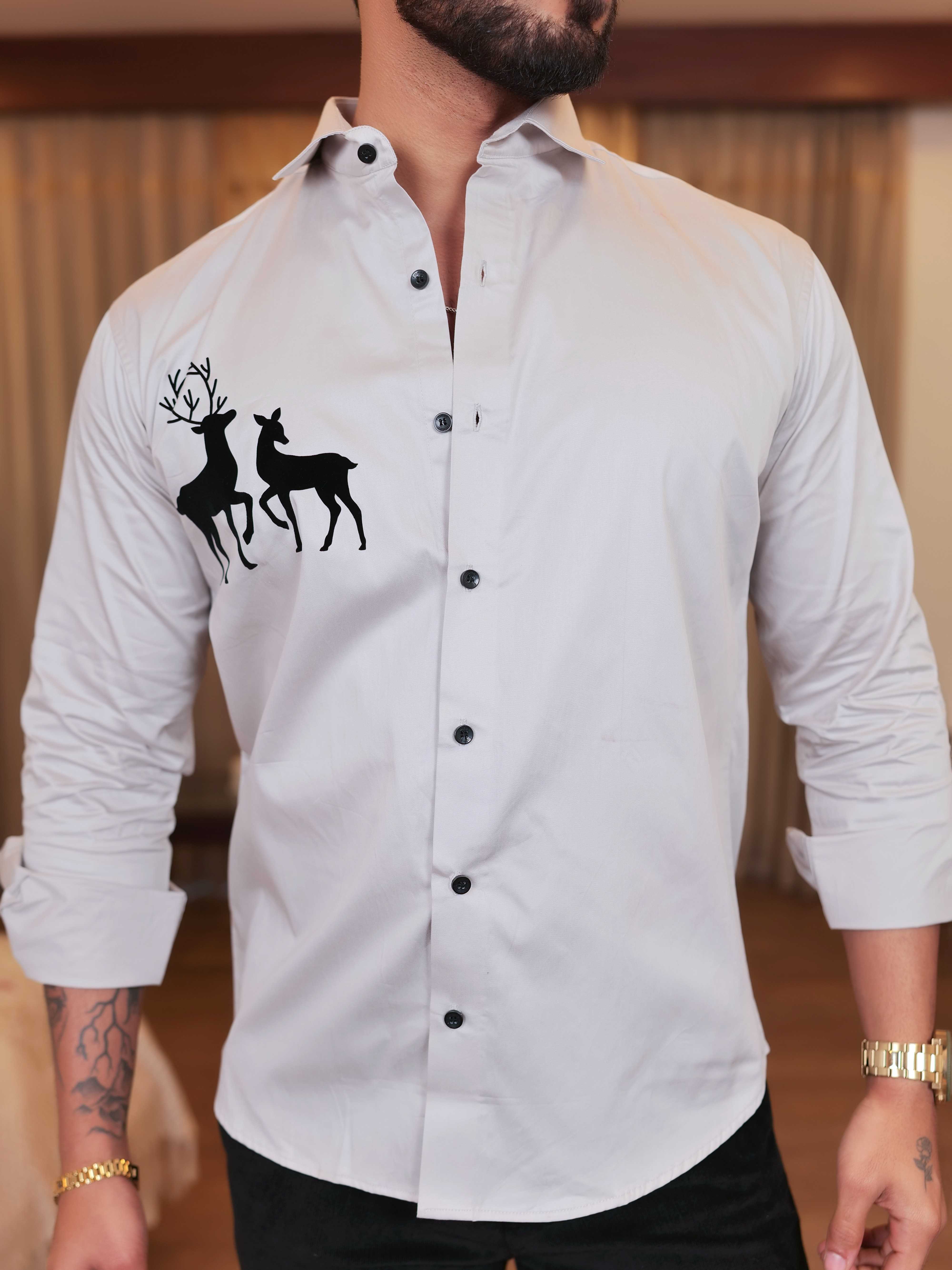 FOOMER GREY DEER DESIGNER SHIRT FOR MEN'S - Image 8