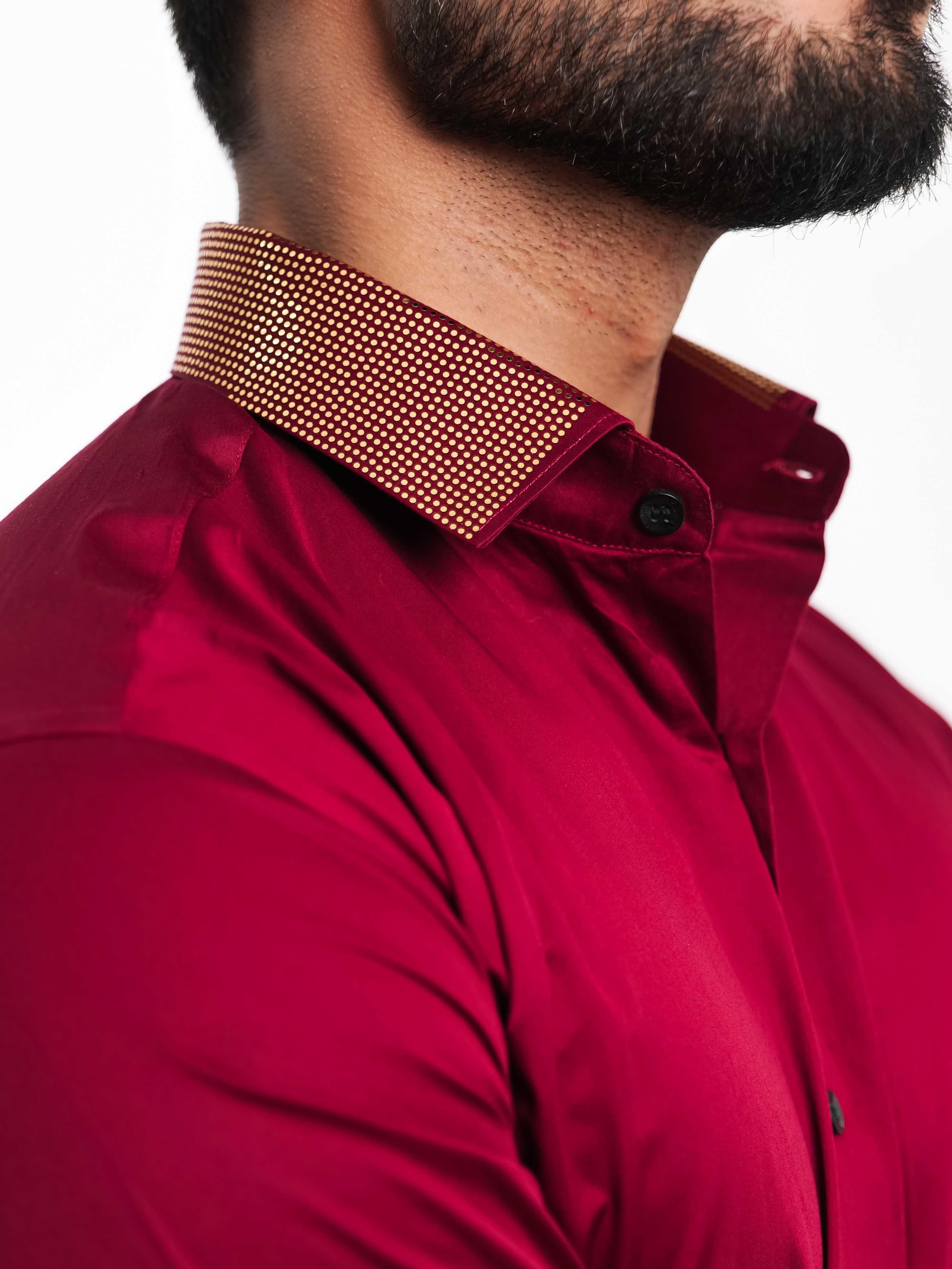 FOOMER MAROON COLLAR SEQUENCE DESIGNER SHIRT FOR MEN'S - Image 5