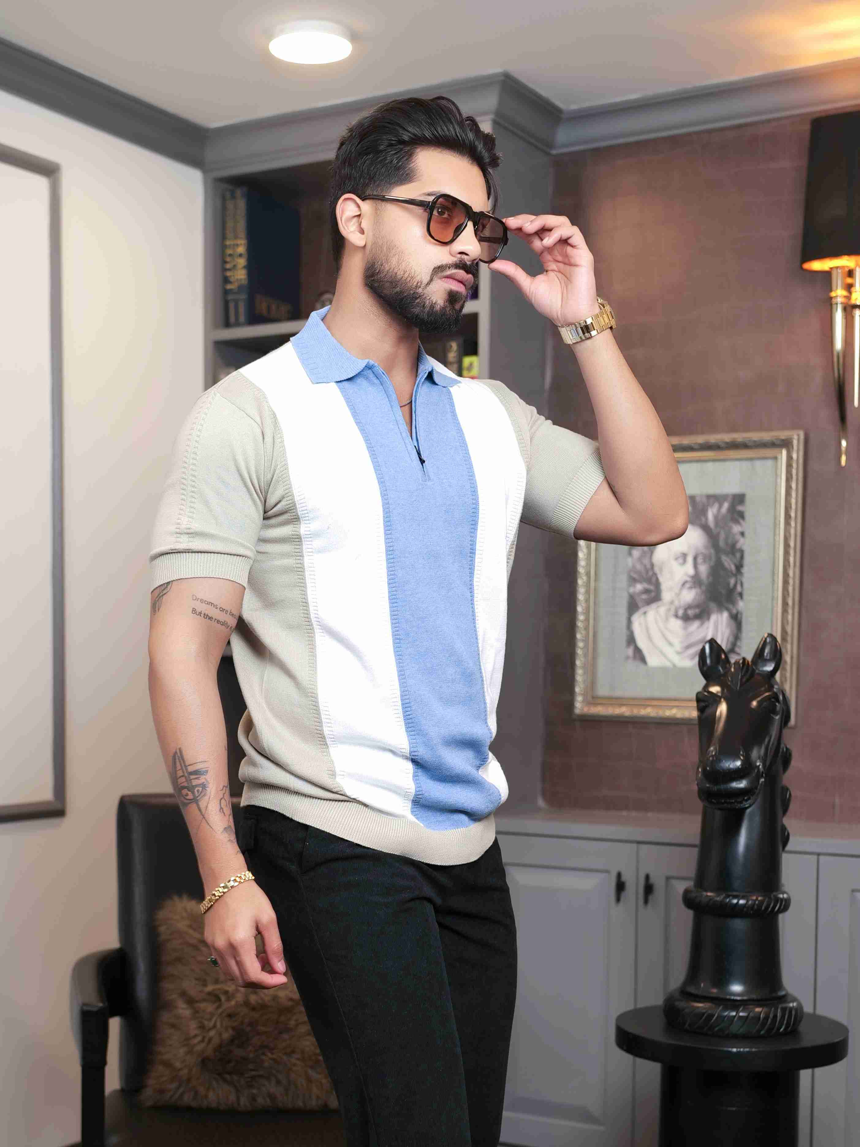 FOOMER MULTICOLOR HALF SLEEVE KNITED TSHIRT FOR MEN'S - Image 3