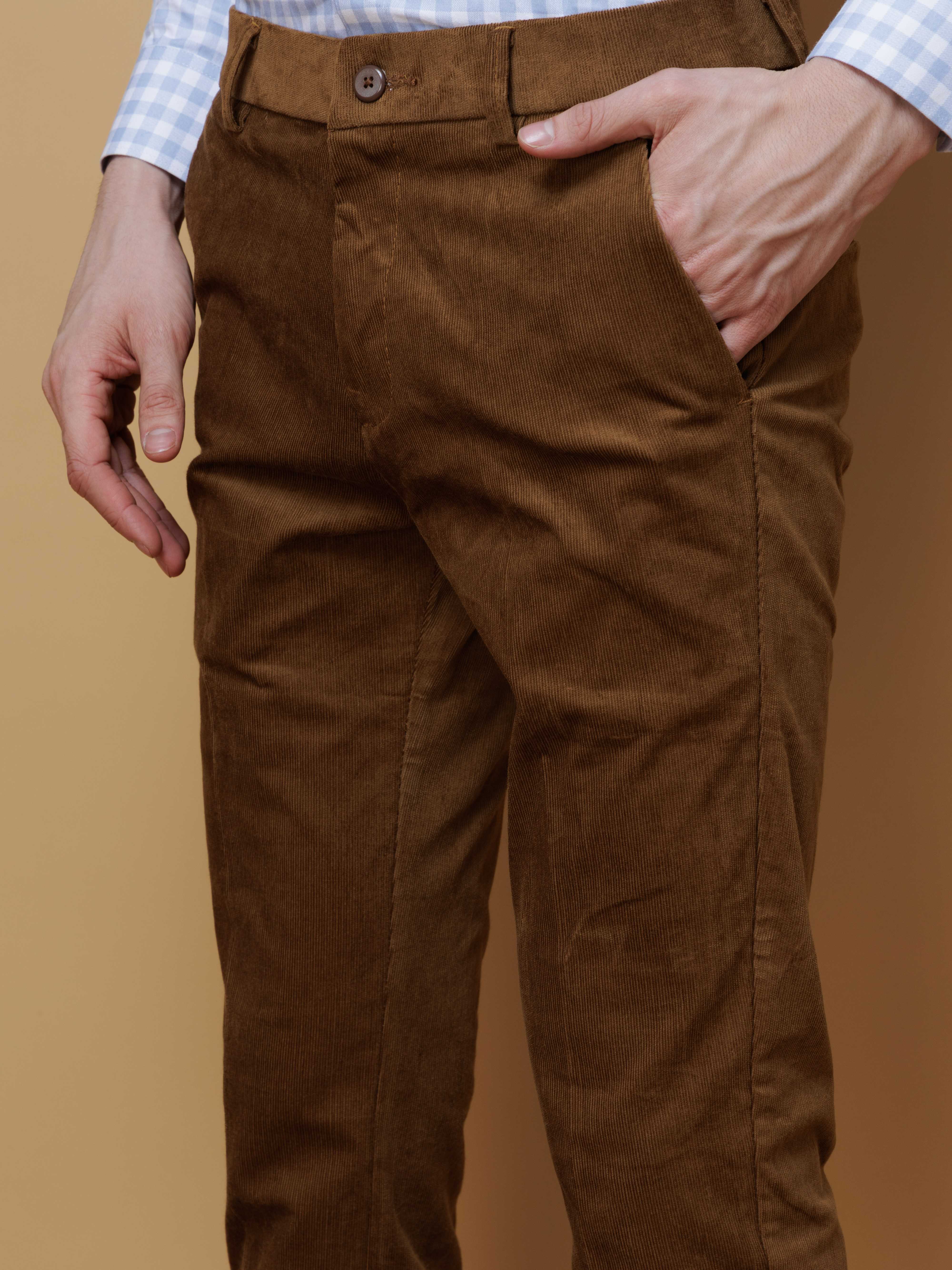FOOMER MUSTARD YELLOW CORDUROY RELAXED FIT TROUSERS FOR MEN'S - Image 7