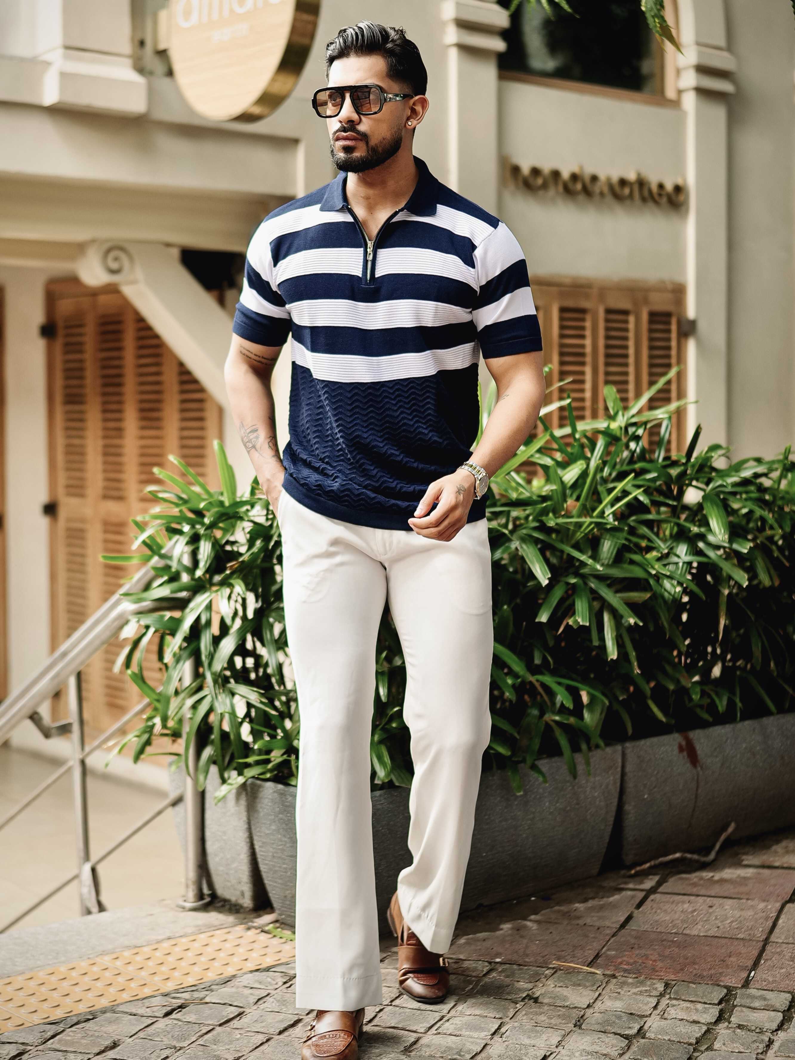 FOOMER NAVY HALF SLEEVE KNITTED TSHIRT FOR MEN'S - Image 4