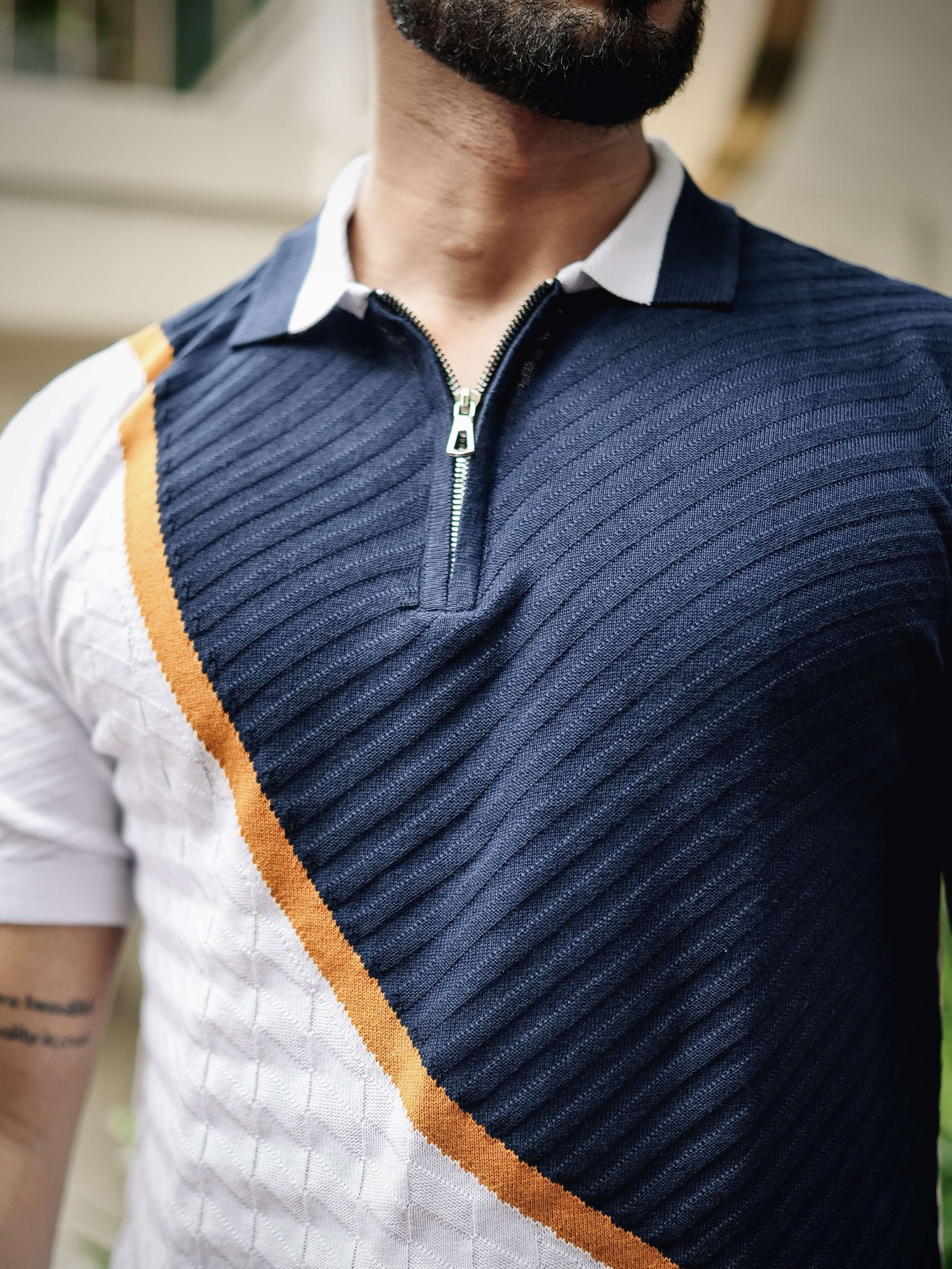 FOOMER NAVY HALF SLEEVE KNITTED TSHIRT FOR MEN'S - Image 2