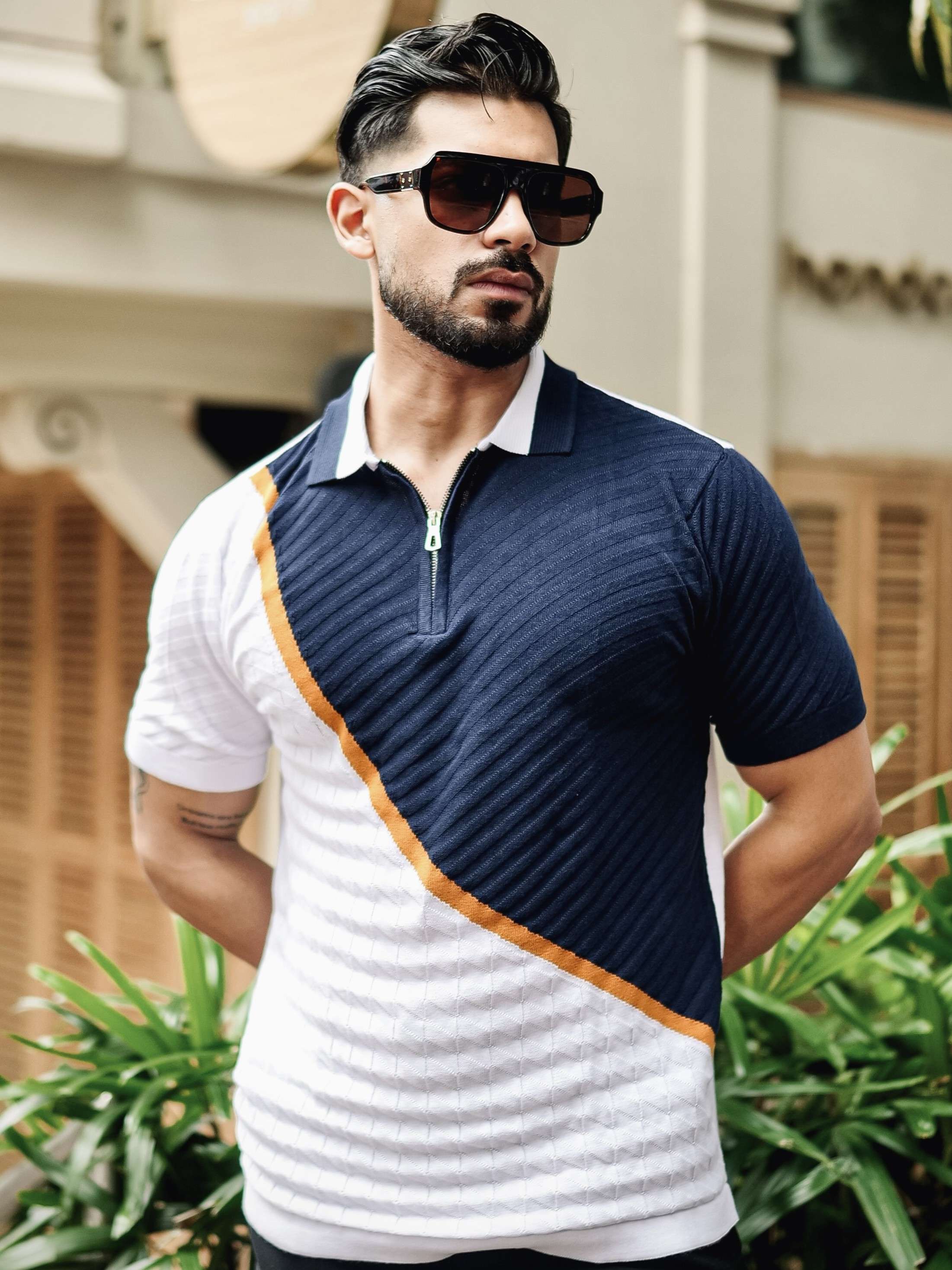FOOMER NAVY HALF SLEEVE KNITTED TSHIRT FOR MEN'S - Image 6