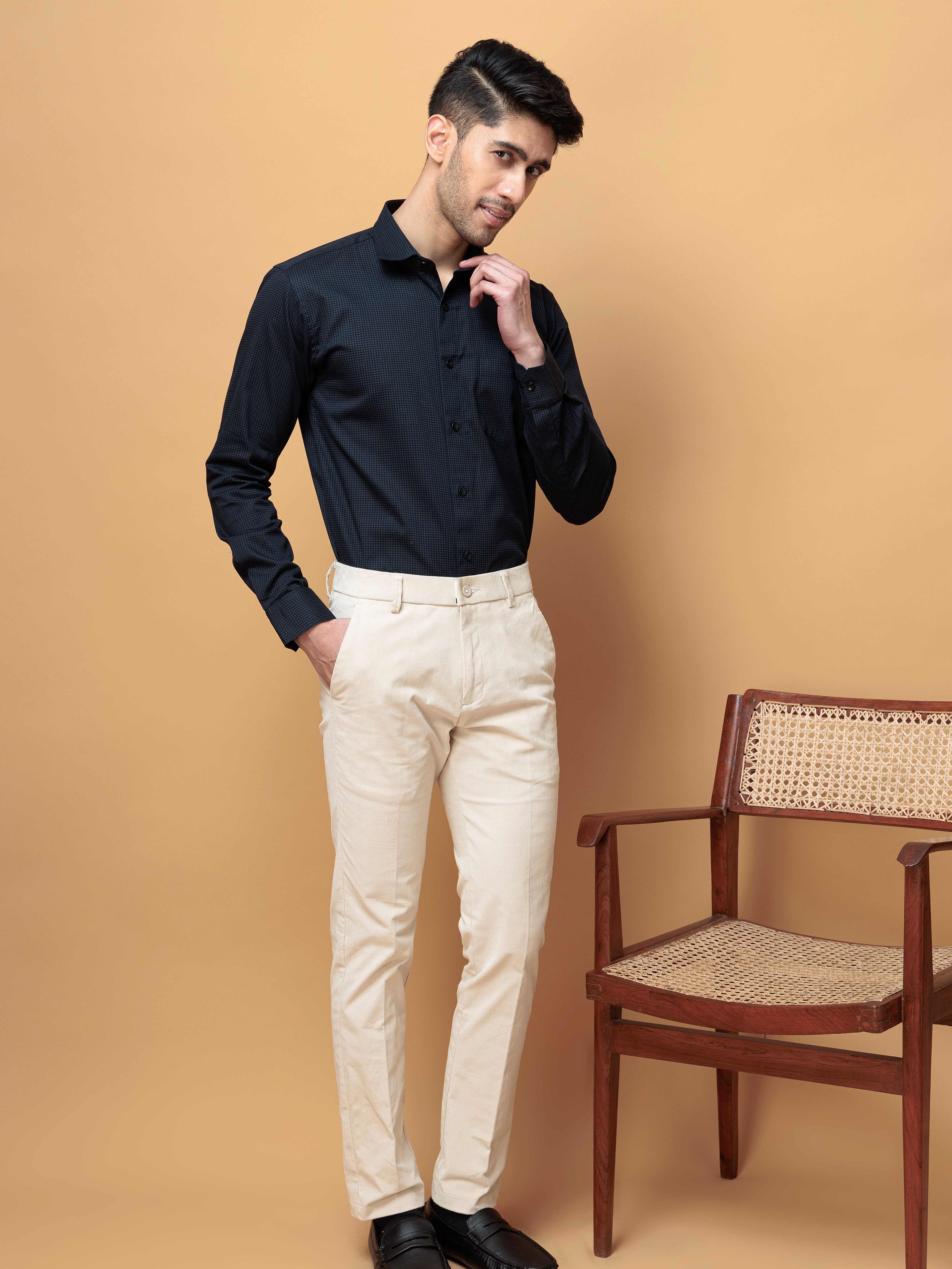 FOOMER NAVY MINI CHECKED COTTON CASUAL SHIRT FOE MEN'S - Image 7