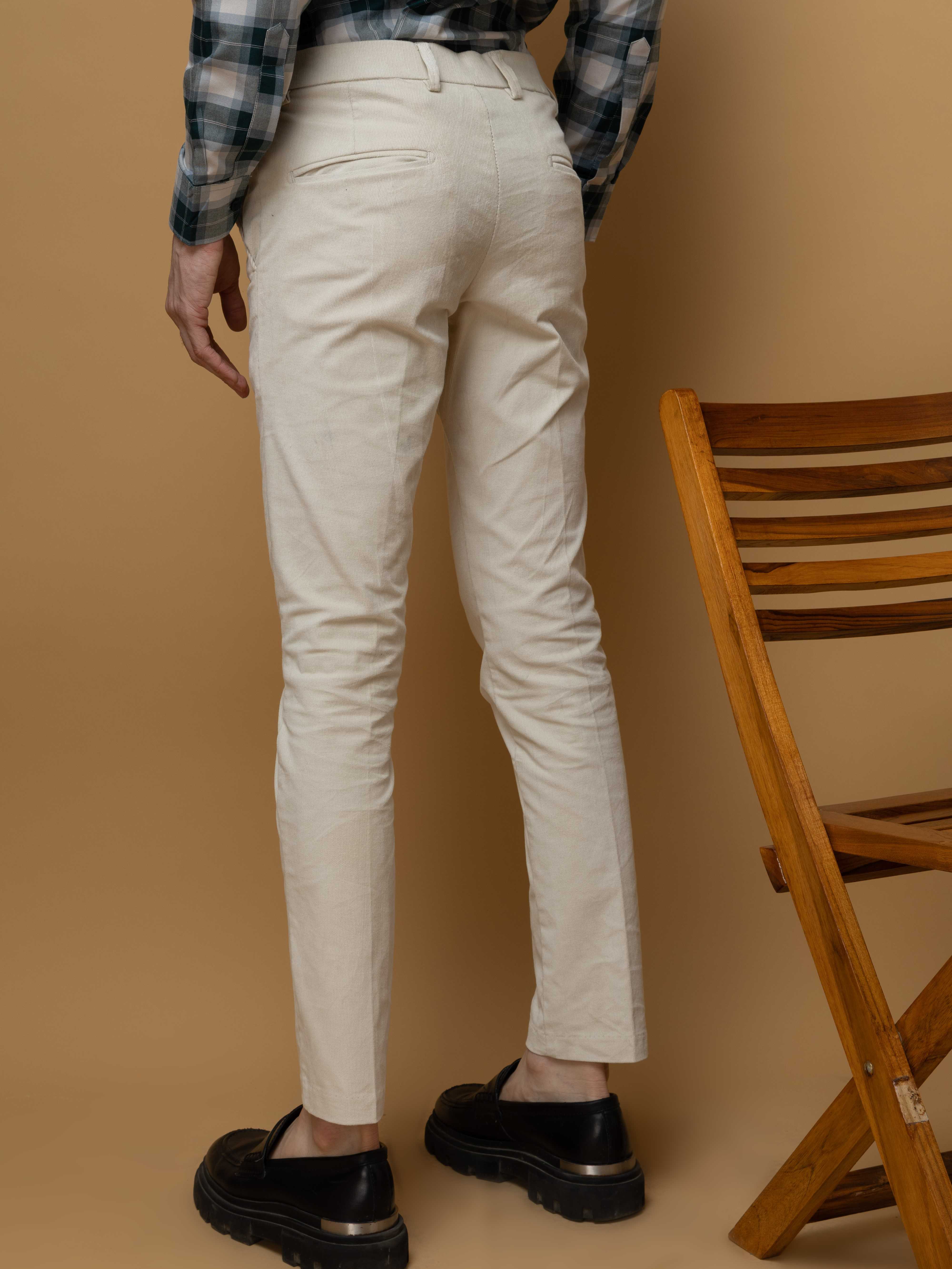 FOOMER OFF WHITE CORDUROY RELAXED FIT TROUSERS FOR MEN'S - Image 5