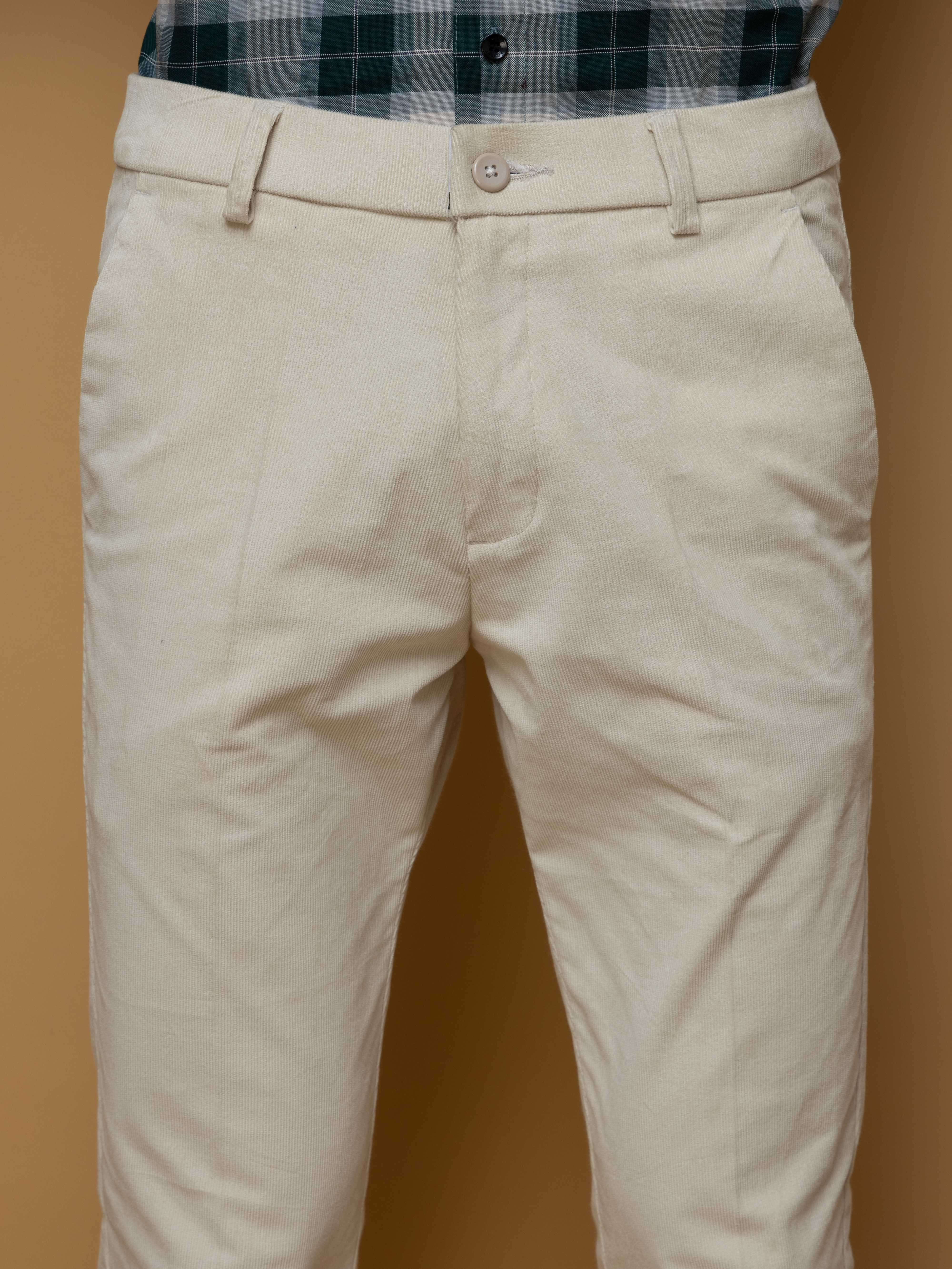 FOOMER OFF WHITE CORDUROY RELAXED FIT TROUSERS FOR MEN'S - Image 7